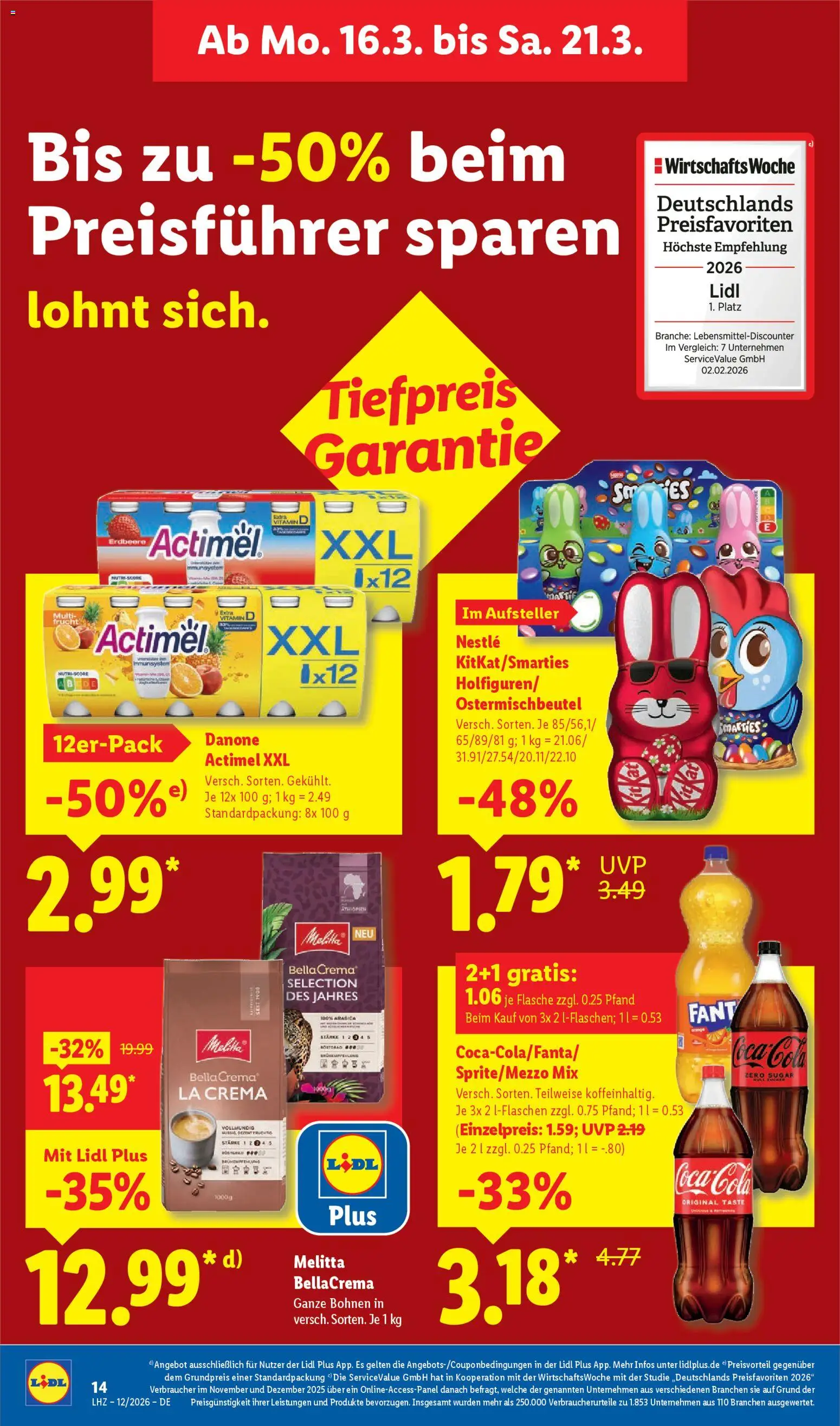 Lidl Prospekt Gundelsheim – gültig ab 16.03.2026 | Seite: 28 | Produkte: Melitta, Actimel, Smarties