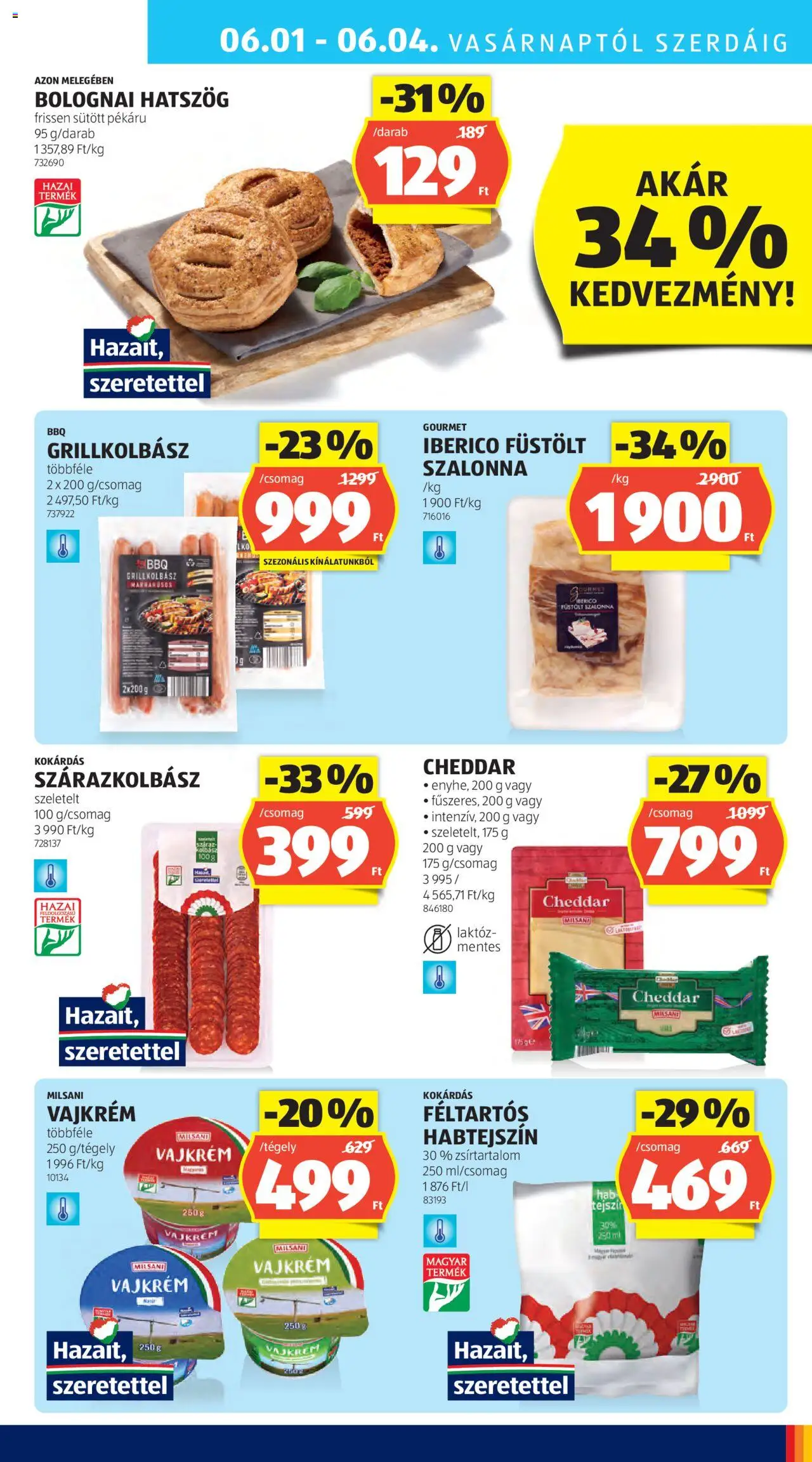 Aldi akciós ujság - amely érvényes a következő dátumtól: 29.05.2025 | Oldal: 31 | Termékek: Habtejszín, Grillkolbász, Cheddar, Tejszín