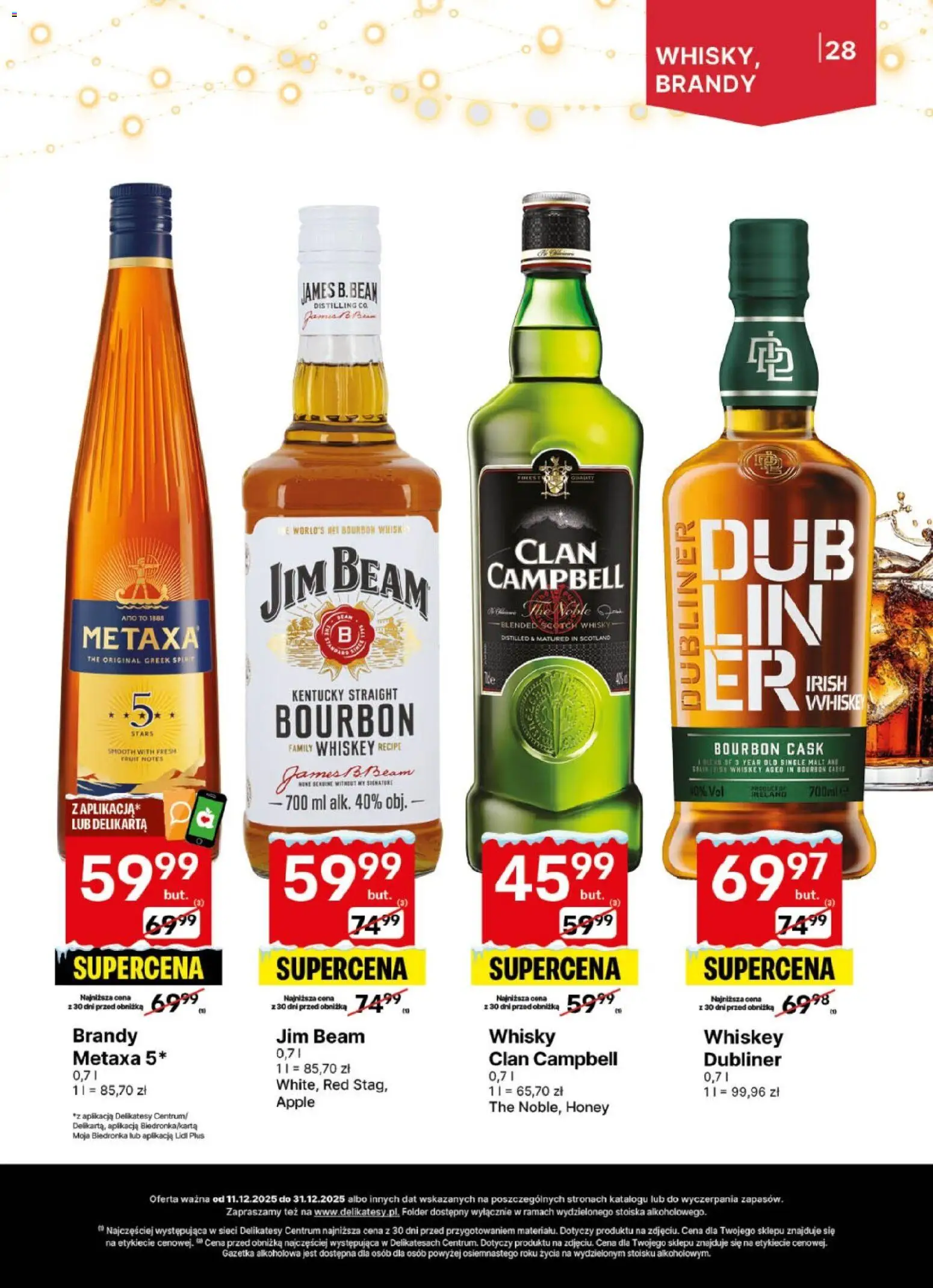 Delikatesy Centrum Gazetka - DeliBarek od 11.12.2025 | Strona: 28 | Produkty: Bourbon, Jim Beam, Metaxa, Delikatesy