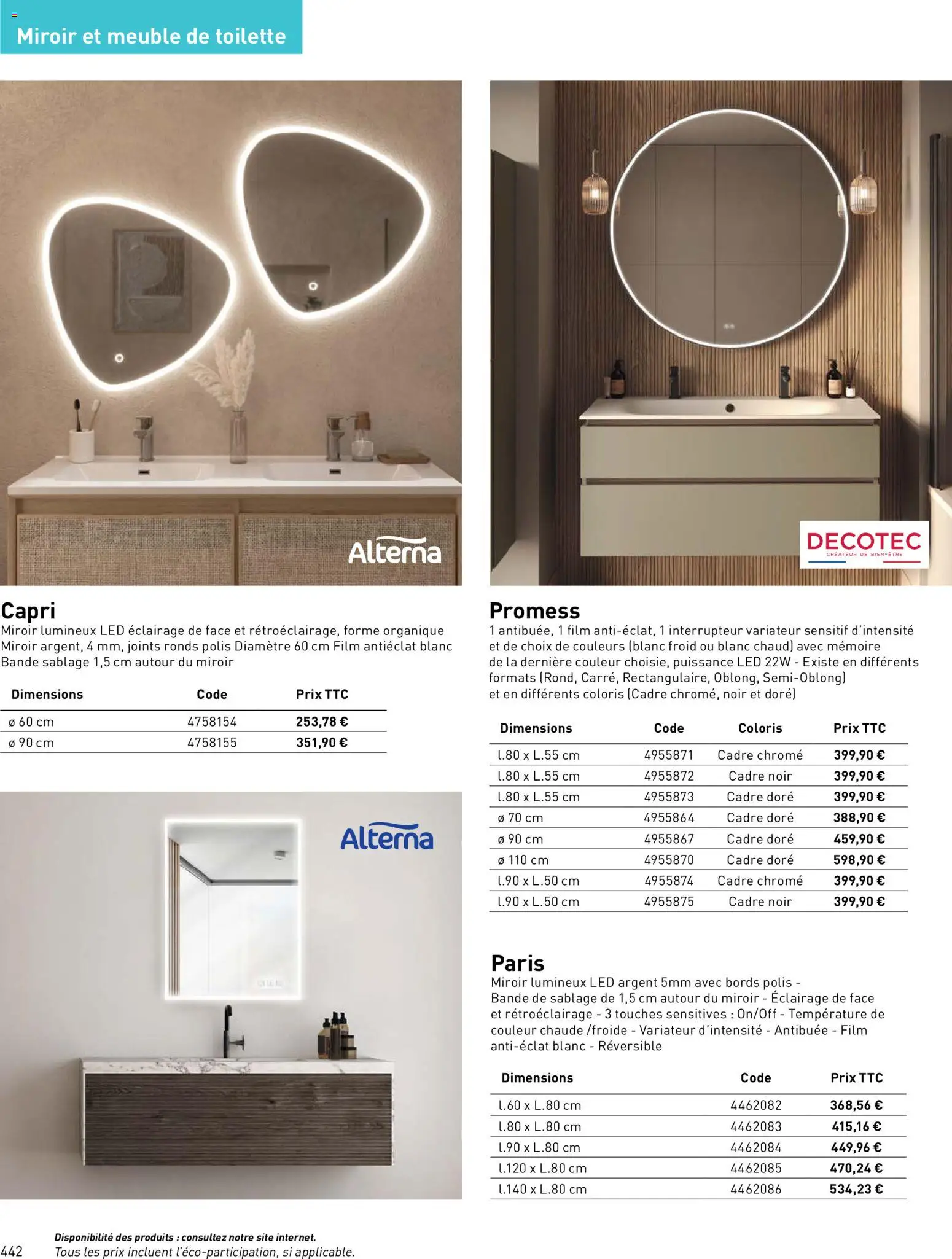 {H1} | Page: 442 | Produits: Meuble, Interrupteur, Miroir, Cadre