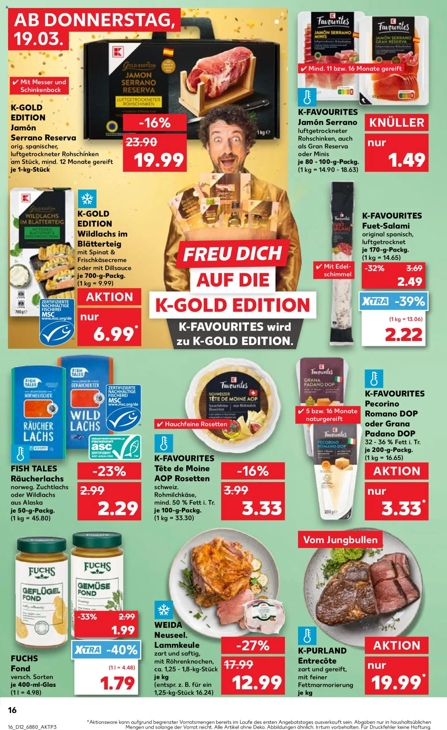 Kaufland Prospekt Völklingen	 – gültig ab 19.03.2026 | Seite: 16 | Produkte: Lammkeule, Lachs, Räucherlachs, Gemüse