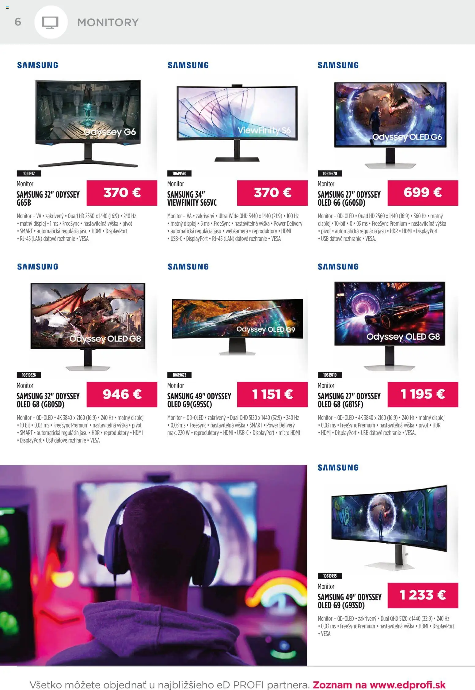 Nové ED Profi akcie – leták je platný od 01.01.2026 | Strana: 6 | Produkty: Monitor, Samsung, Reproduktory
