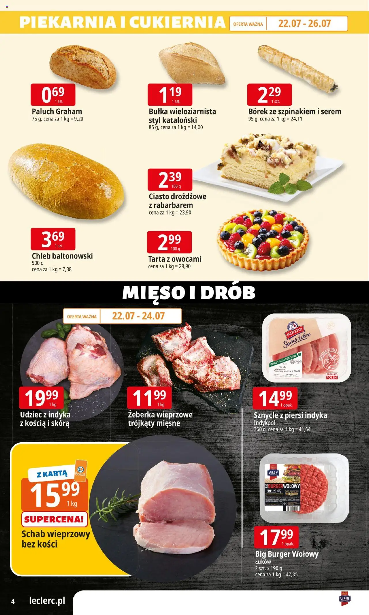 E.Leclerc Gazetka - Zamość od 22.07.2025 | Strona: 4 | Produkty: Karta, Ciasto drożdżowe, Piekarnia, Bułka