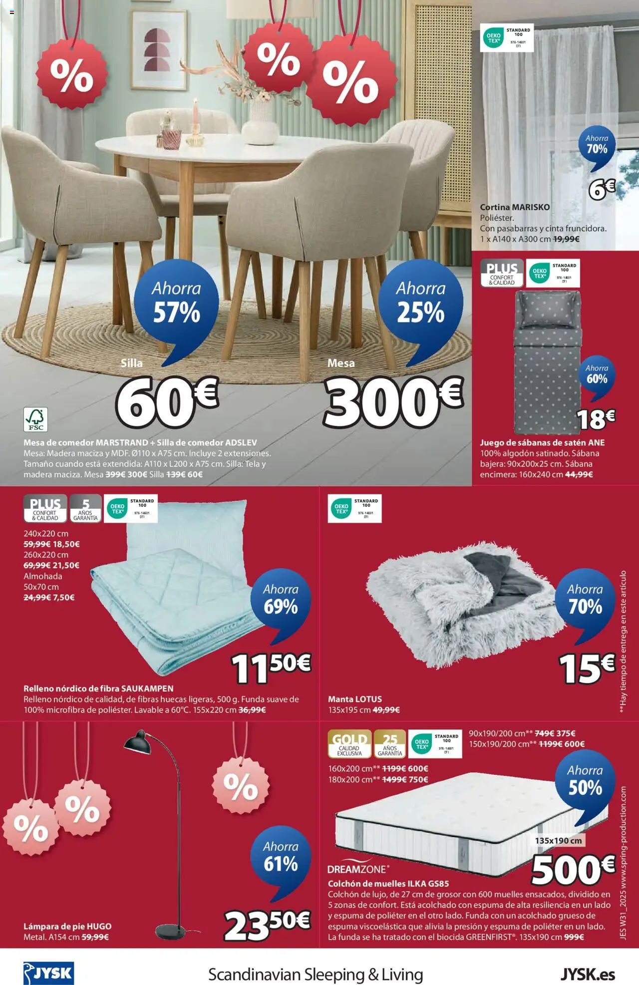 JYSK Grandes ofertas │ válido desde el 31.07.2025 | Página: 17 | Productos: Colchon, Manta, Almohada, Mesa
