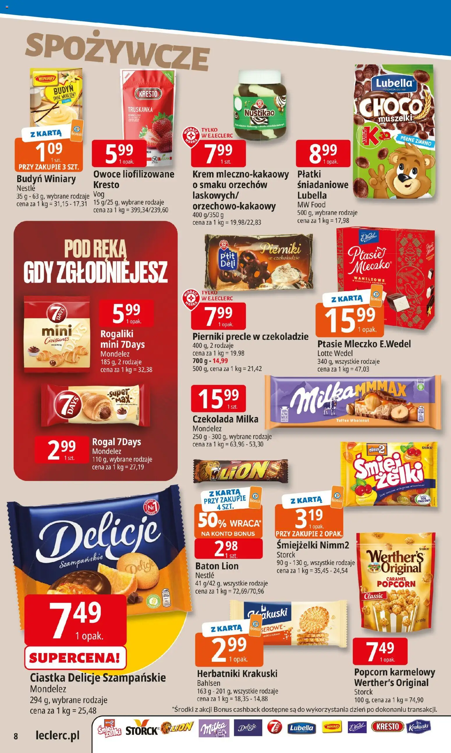 E.Leclerc Gazetka - Warszawa Jerozolimskie od 04.11.2025 | Strona: 8 | Produkty: Owoce liofilizowane, Milka, Baton, Krem