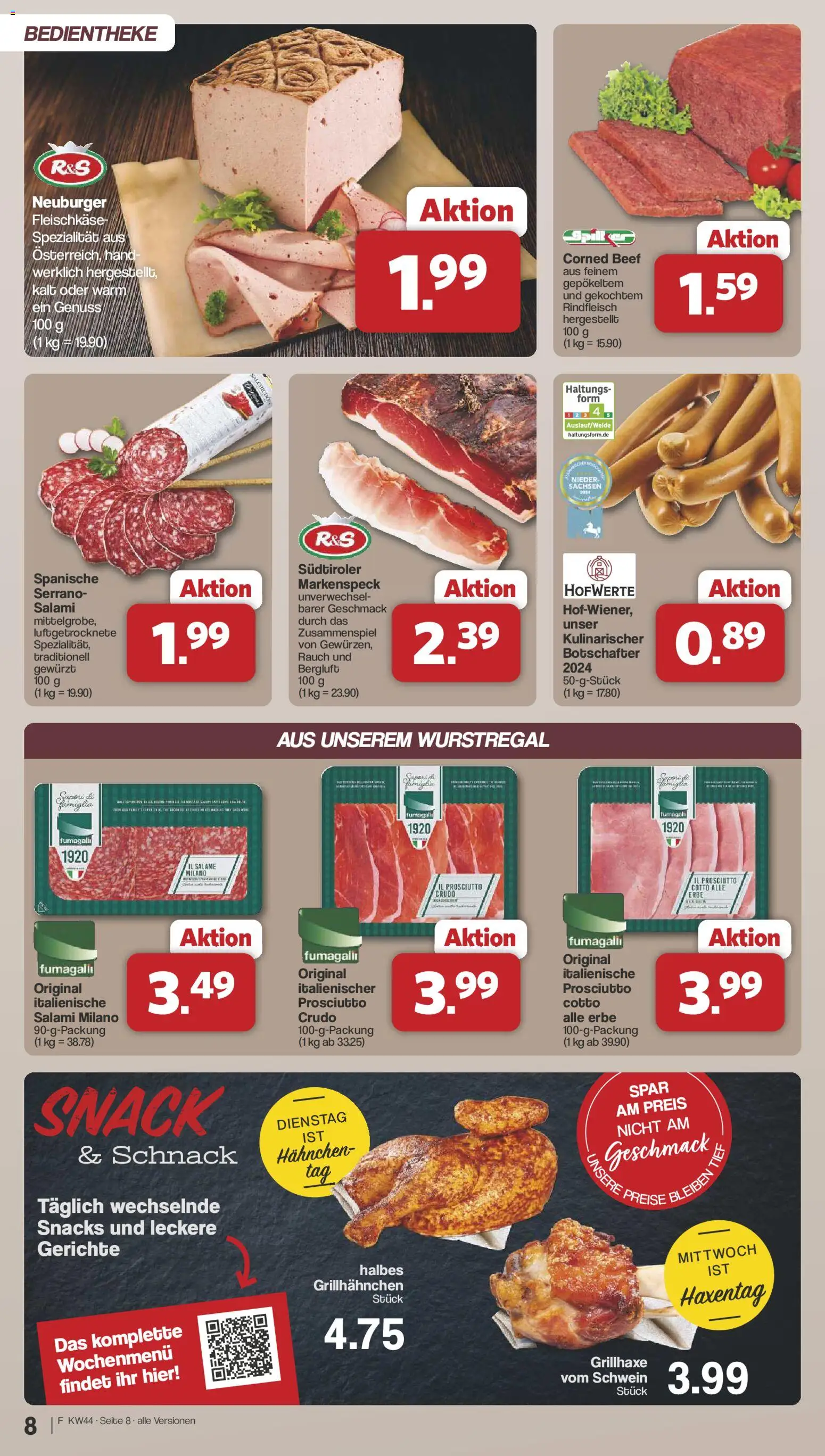 Famila Nordwest Prospekt 	 – gültig ab 27.10.2025 | Seite: 8 | Produkte: Hahnchen, Salami, Rindfleisch