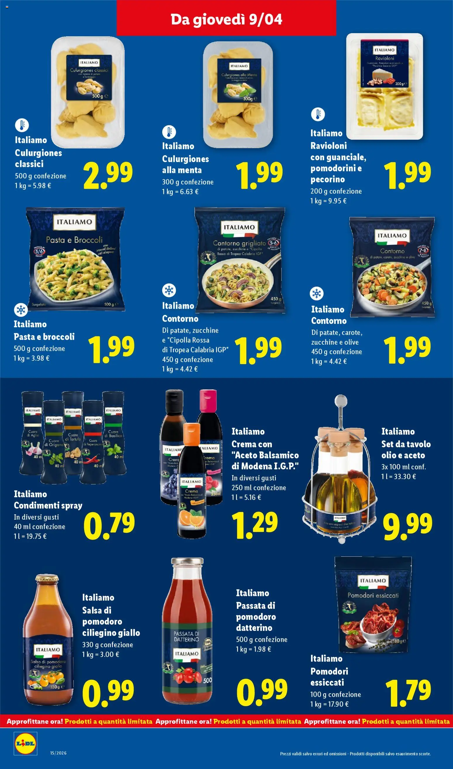 Volantino Lidl del 09.04.2026 | Pagina: 14 | Prodotti: Pomodoro, Menta, Pecorino, Tavolo