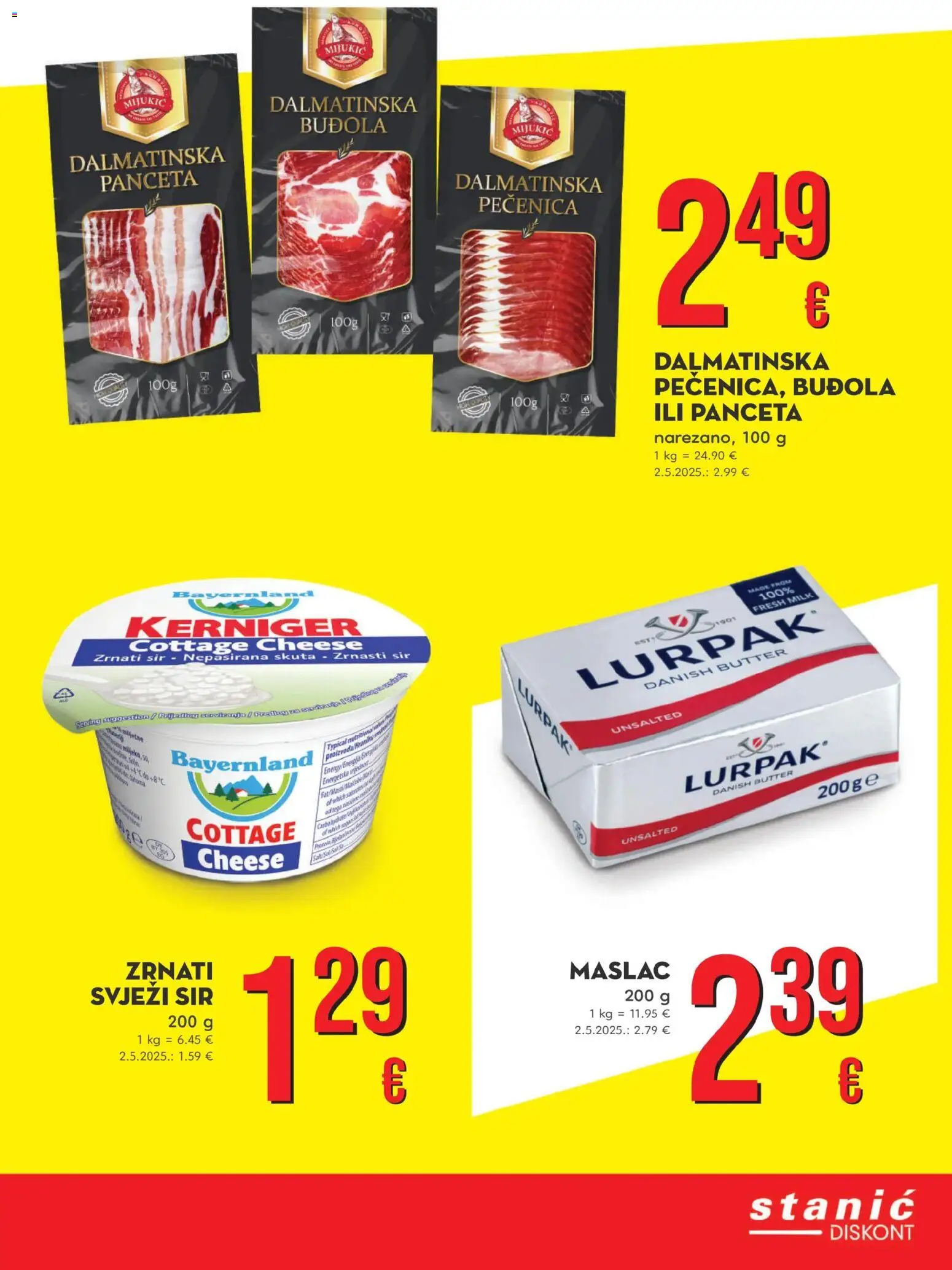 Stanić Diskont katalog | vrijedi od 27.11.2025 | Stranica: 6 | Proizvodi: Maslac, Buđola, Svježi sir, Panceta