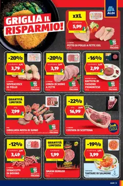 Volantino Aldi del 28.07.2025 | Pagina: 3 | Prodotti: Bovino, Petto di Pollo, Pancetta, Griglia