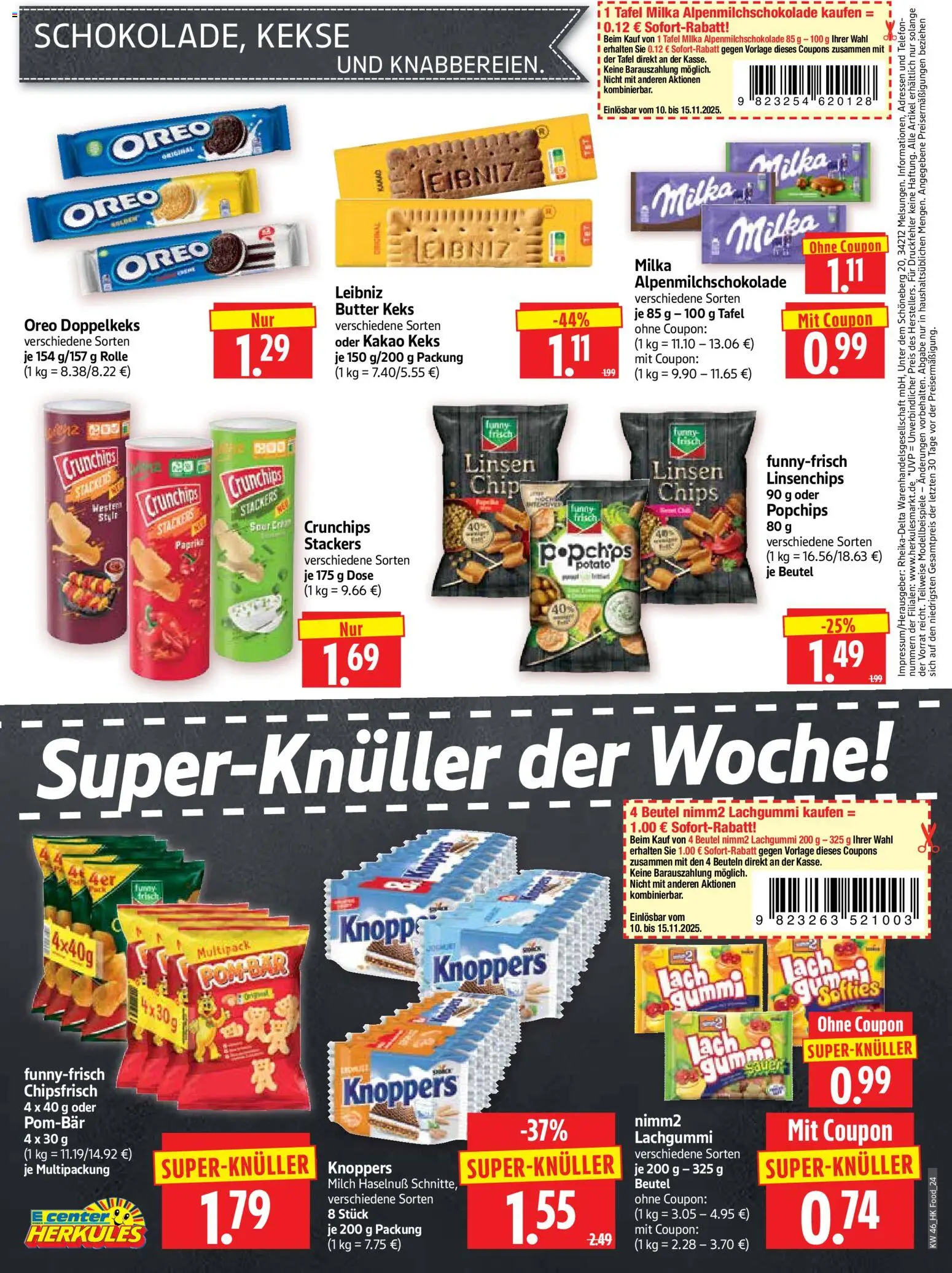 HERKULES Prospekt 	 – gültig ab 10.11.2025 | Seite: 24 | Produkte: Milch, Milka, Paprika, Knoppers