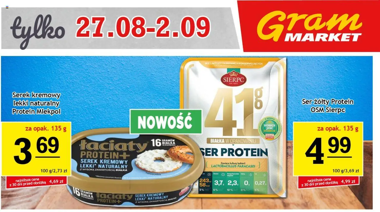 Gram Market Gazetka - Niesłychanie Niskie Ceny od 27.08.2025 | Strona: 2 | Produkty: Ser żółty, Bez laktozy, Serek, Ser