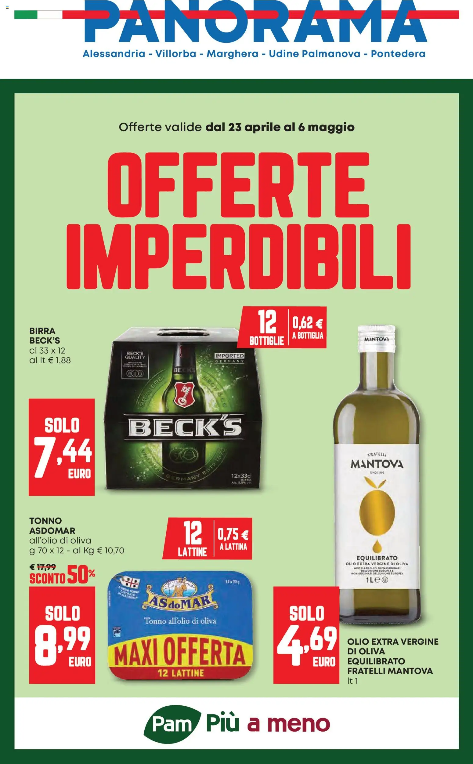 Volantino Panorama del 23.04.2026 | Pagina: 1 | Prodotti: Birra, Olio, Tonno, Bottiglia