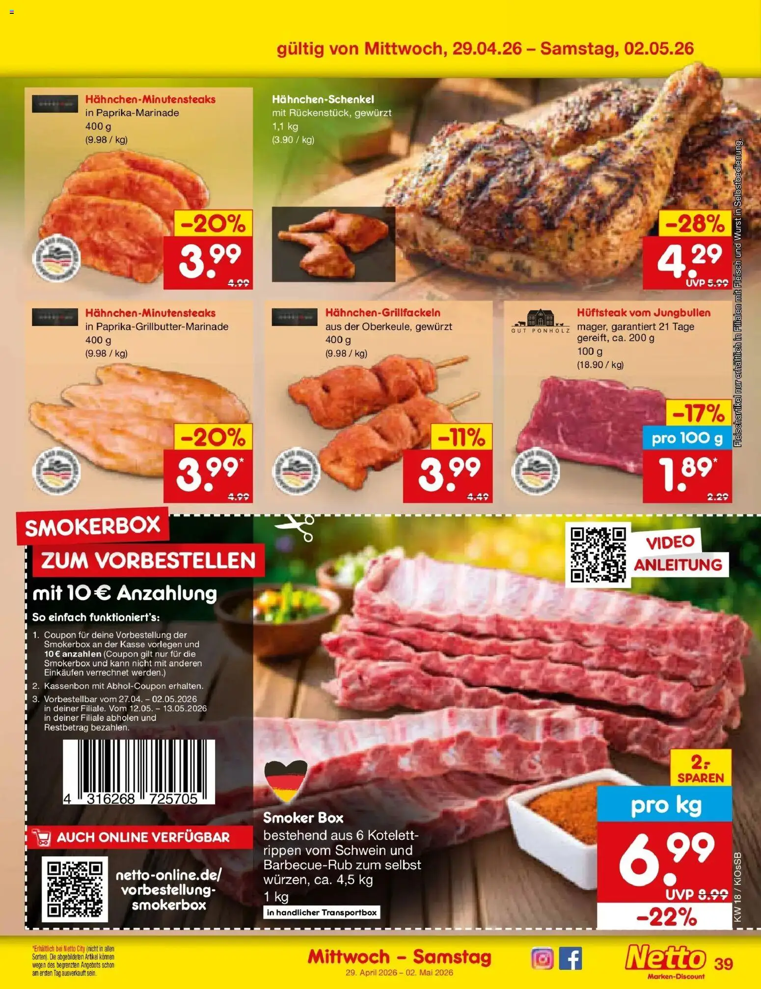 Netto Marken-Discount Prospekt Oberhaid	 – gültig ab 27.04.2026 | Seite: 55 | Produkte: Hahnchenschenkel, Box, Wurst, Fleisch