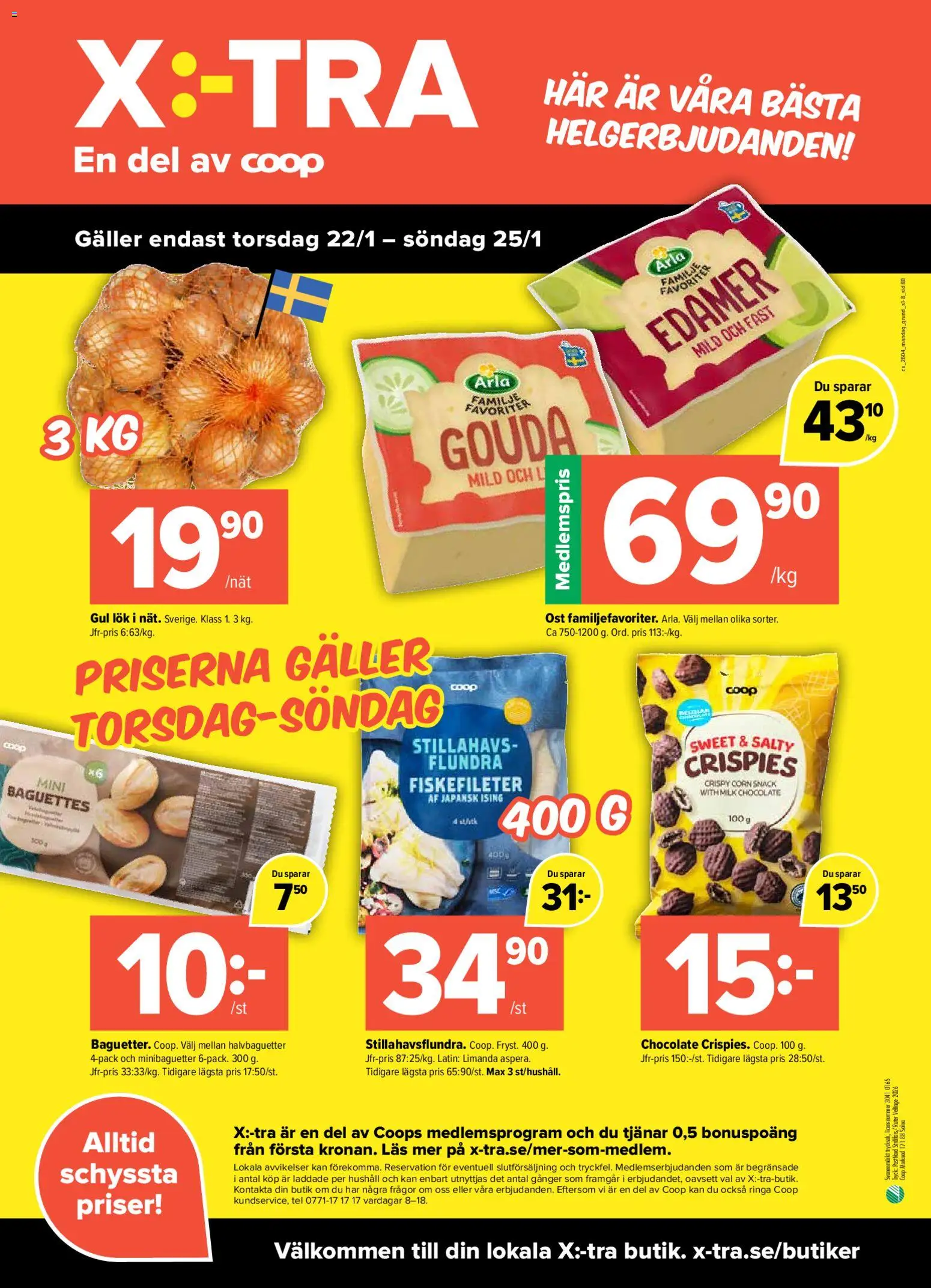 Coop X:-TRA reklamblad aktuell från 19.01.2026 | Sida: 8 | Produkter: Galler, Ost, Gul lök