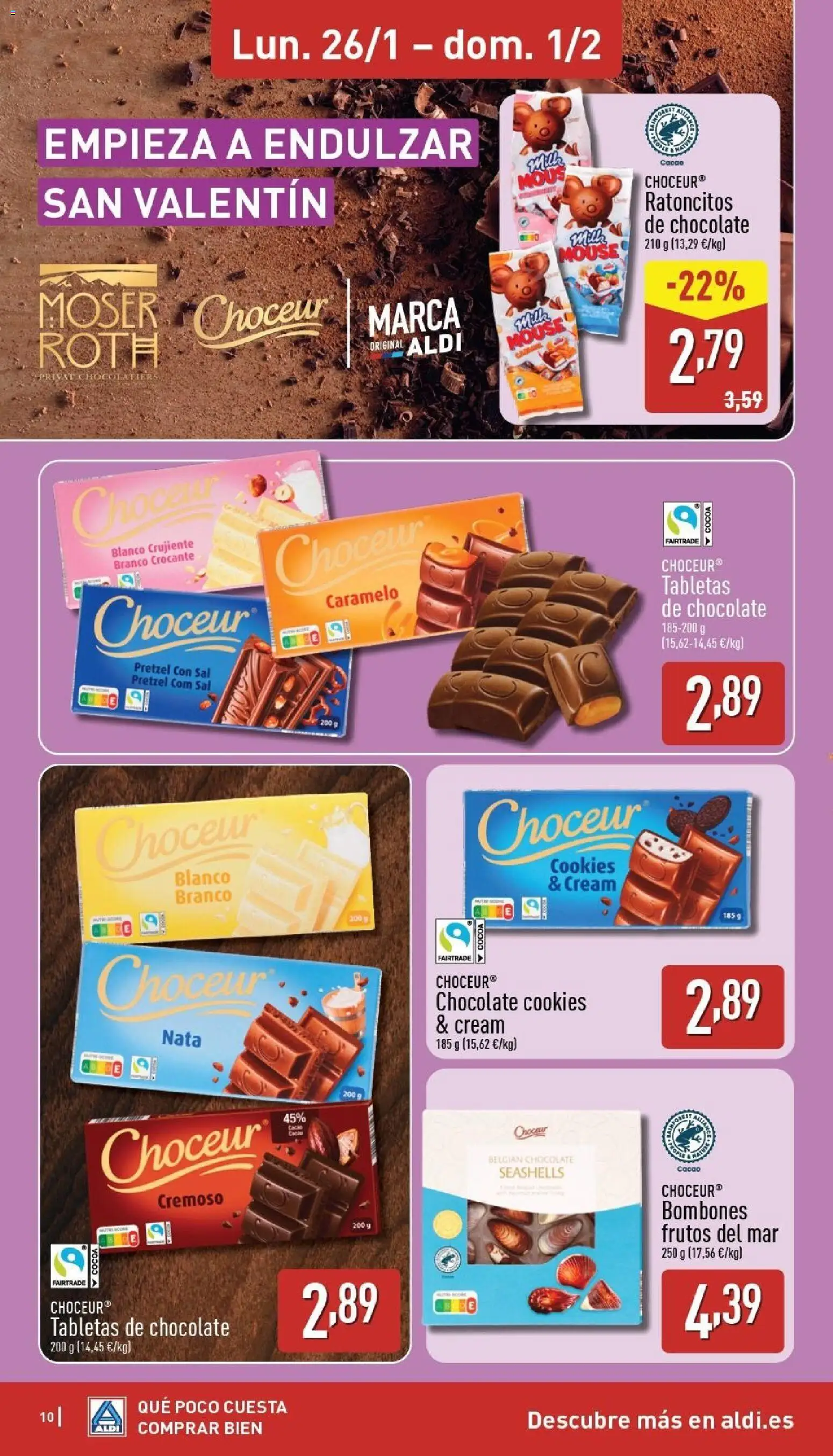 Aldi folleto Península │ válido desde el 26.01.2026 | Página: 10 | Productos: Frutos del mar, Chocolate, Mouse, Φρυγανιές σικάλεως