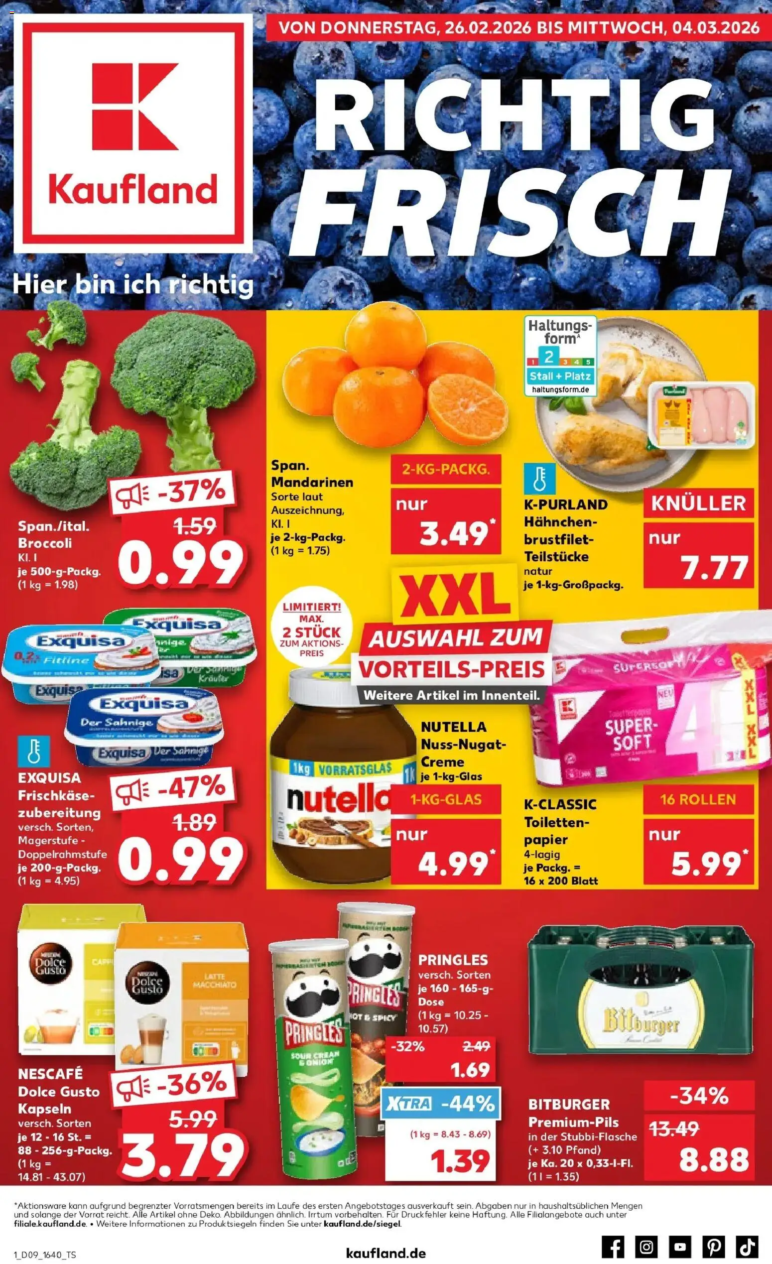 Kaufland prospekt Westerburg	 – gültig ab 26.02.2026 | Seite: 1 | Produkte: Hahnchen, Exquisa frischkase, Mandarinen, Chips