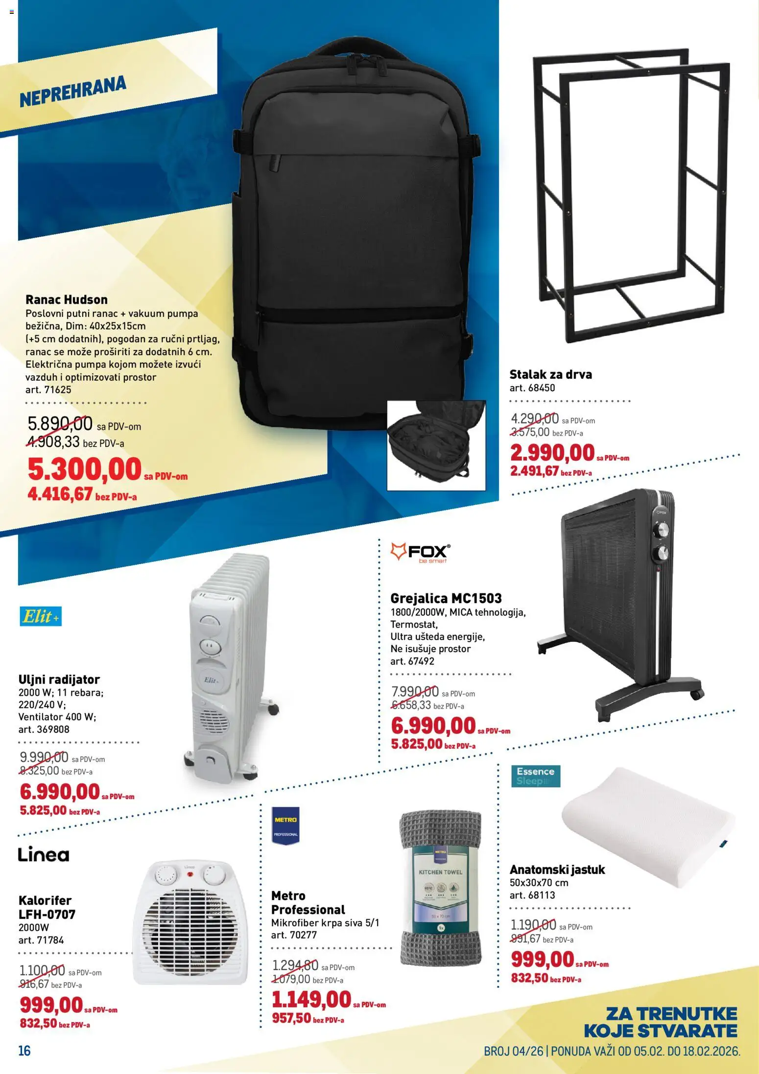 Metro katalog - važi od 05.02.2026 | Strana: 16 | Proizvode: Ranac, Radijator, Grejalica, Kalorifer