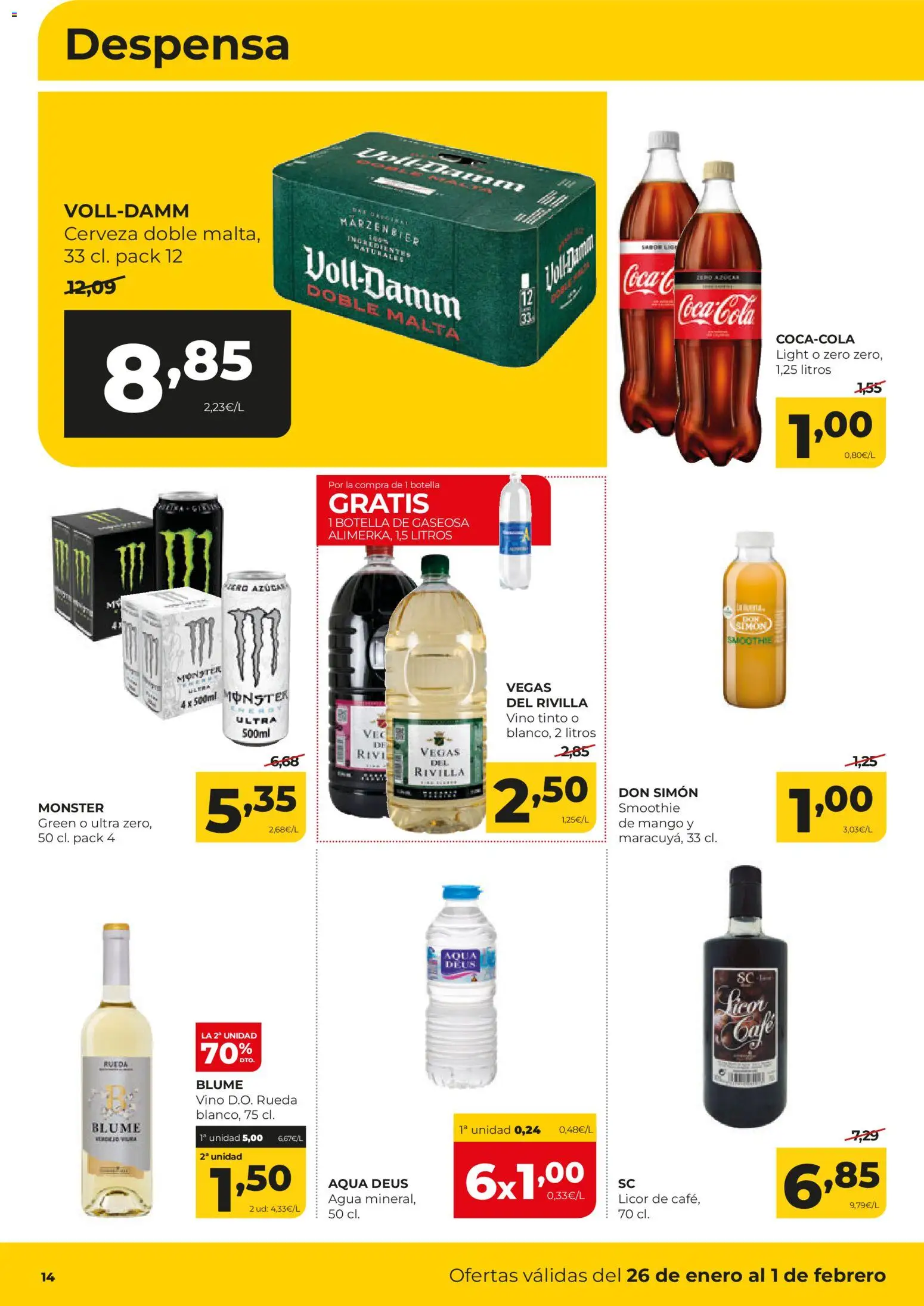 Alimerka folleto Asturias │ válido desde el 26.01.2026 | Página: 14 | Productos: Café, Vino, Cerveza, Gaseosa