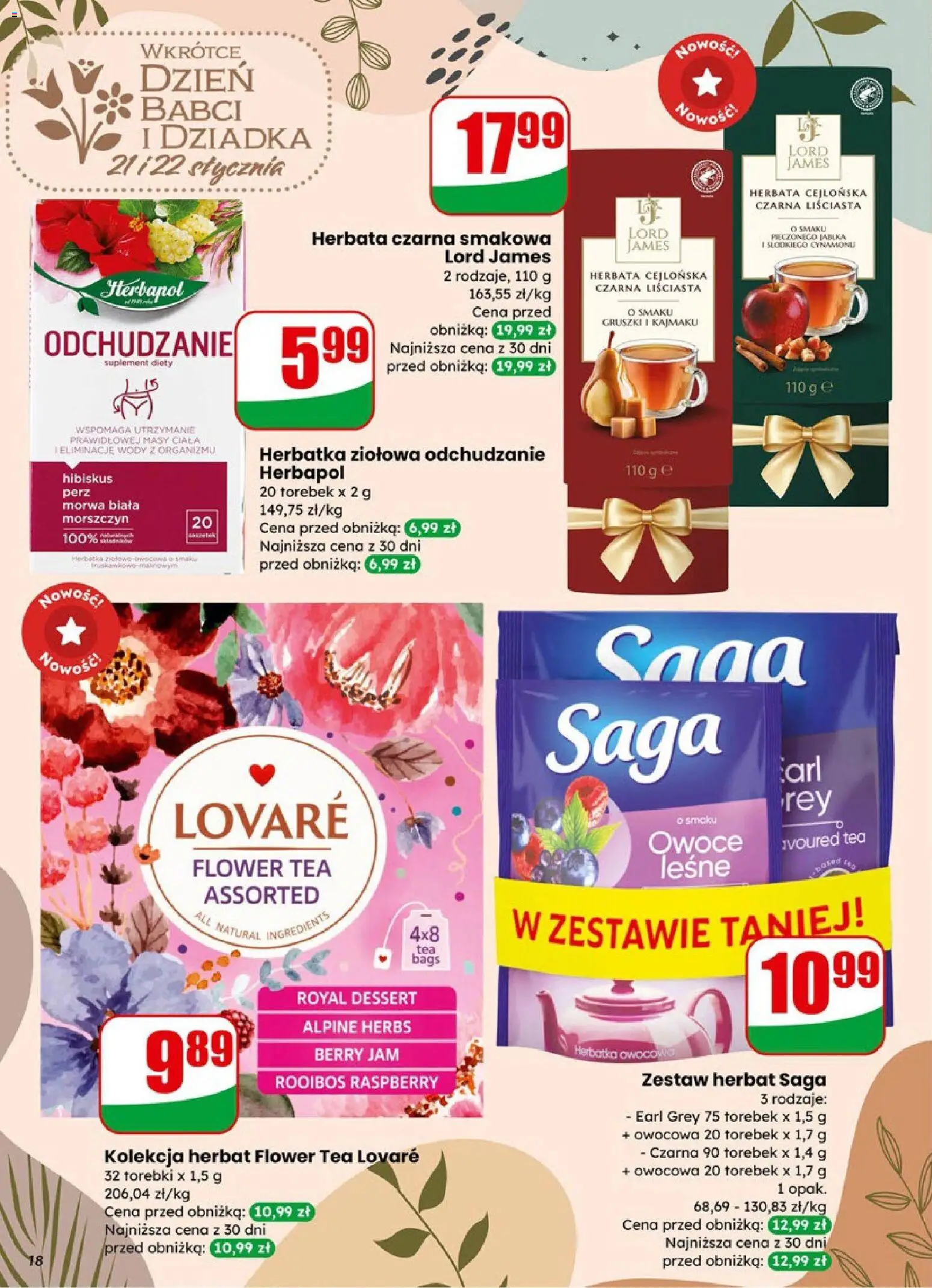 Dino Gazetka od 14.01.2026 | Strona: 18 | Produkty: Jabłka, Herbata, Torebki, Owoce