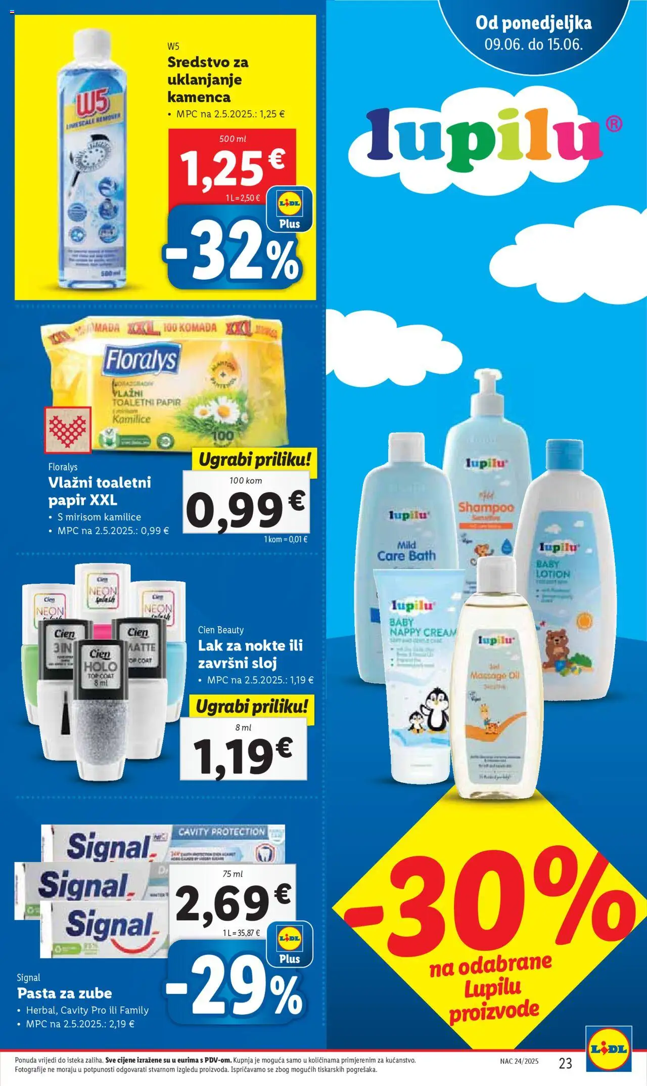 Lidl katalog | vrijedi od 09.06.2025 | Stranica: 23 | Proizvodi: Lak za nokte, Pasta za zube, Toaletni papir, Pasta
