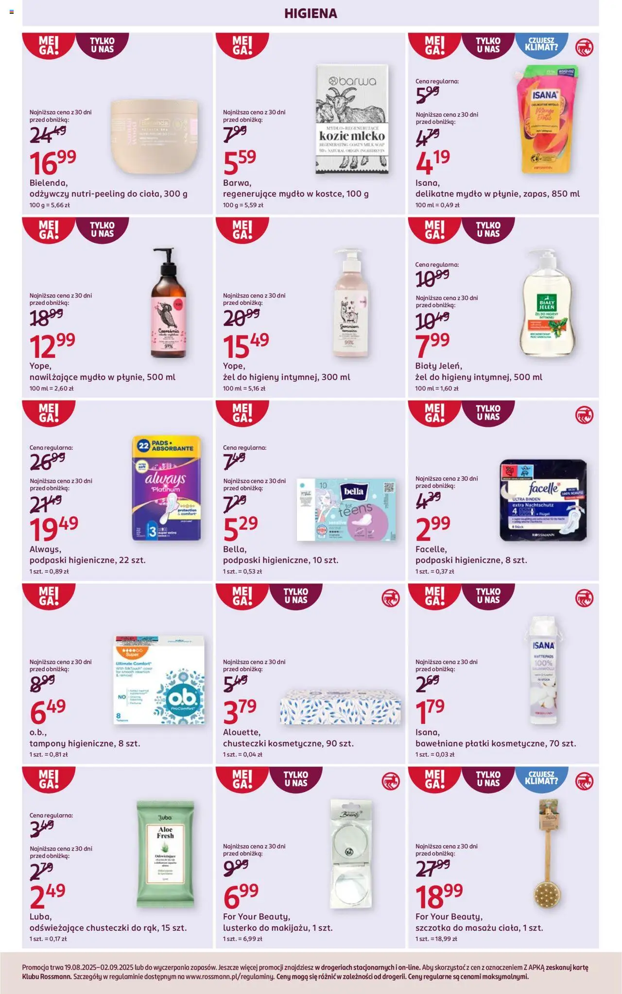 Rossmann Gazetka od 19.08.2025 | Strona: 5 | Produkty: Podpaski, Mleko, Szczotka, Płatki