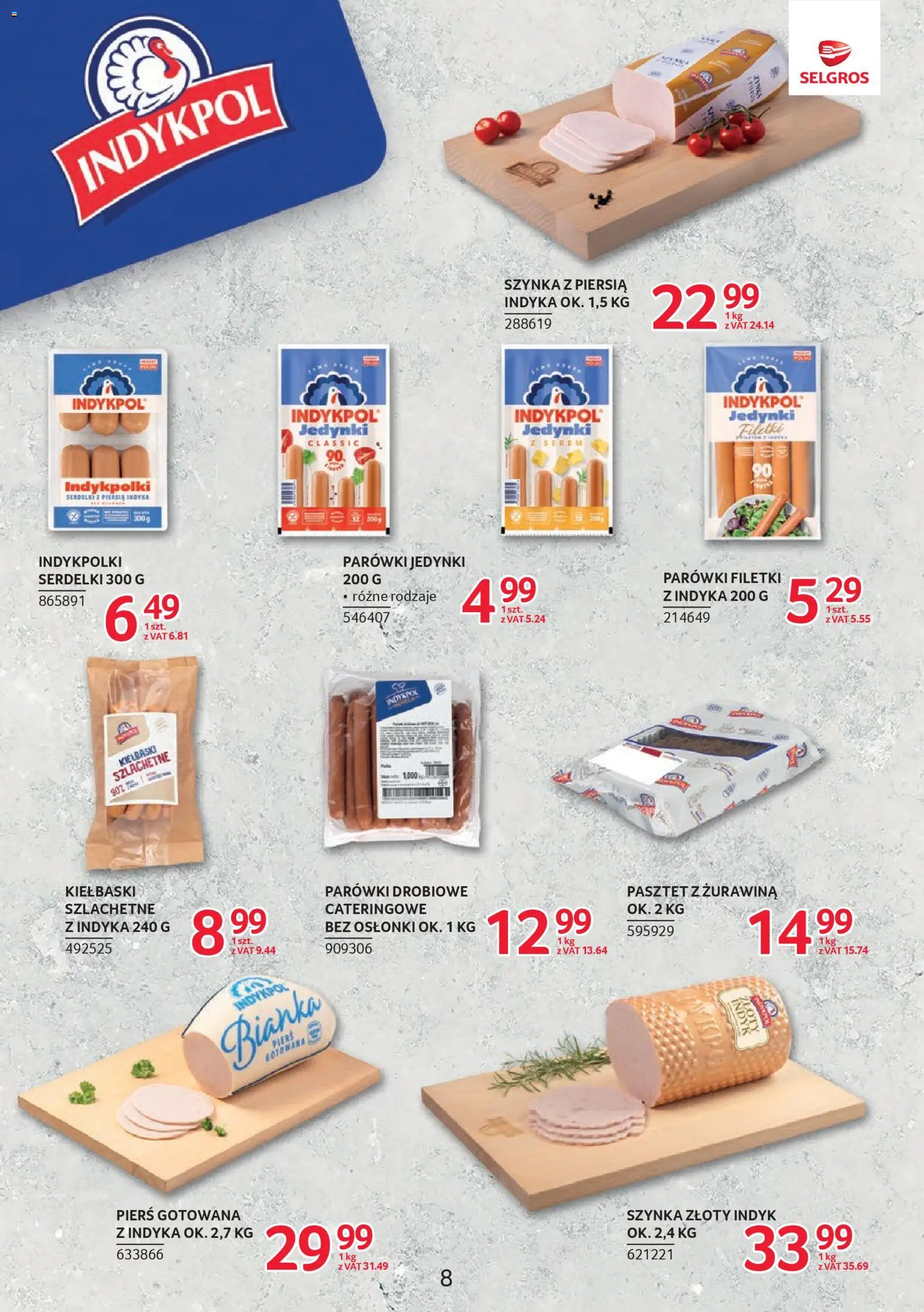 Selgros cash&carry Gazetka - Markowe produkty od 22.01.2026 | Strona: 8 | Produkty: Parówki, Kiełbaski, Szynka, Żurawina