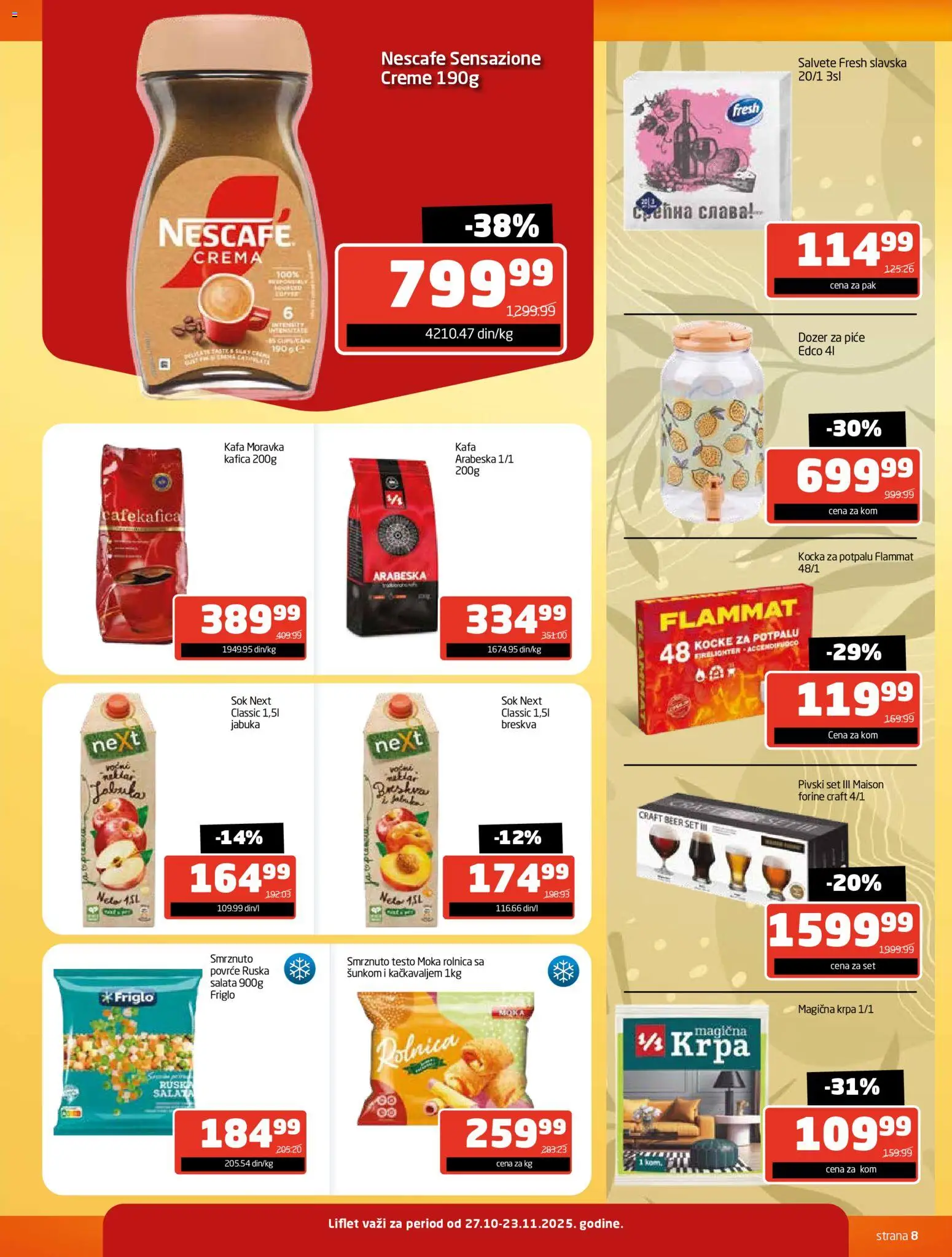 Gomex katalog - važi od 27.10.2025 | Strana: 8 | Proizvode: Salvete, Nektar, Sok, Nescafé