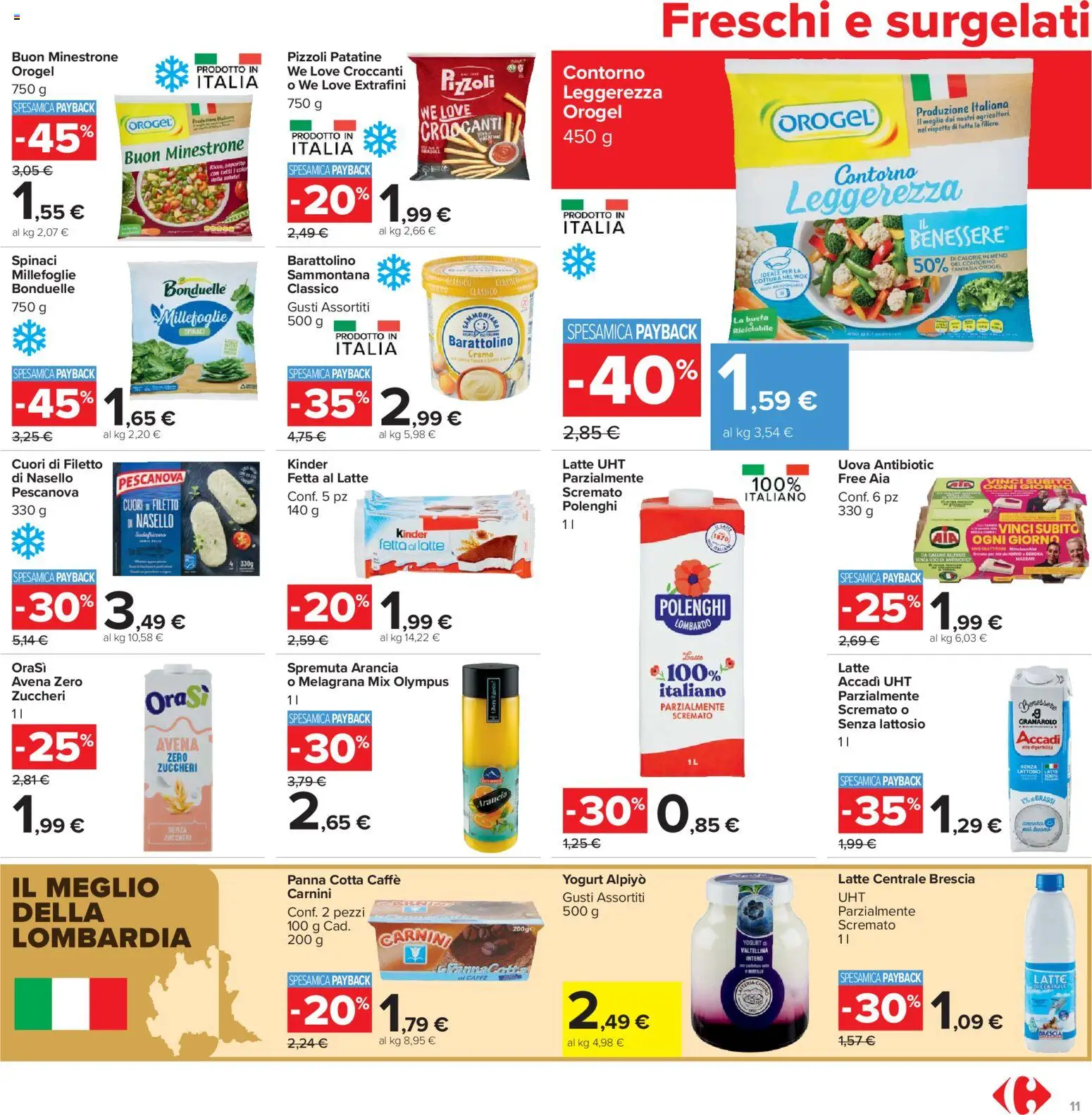 Volantino Carrefour del 07.04.2026 | Pagina: 11 | Prodotti: Panna, Latte, Spinaci, Nasello