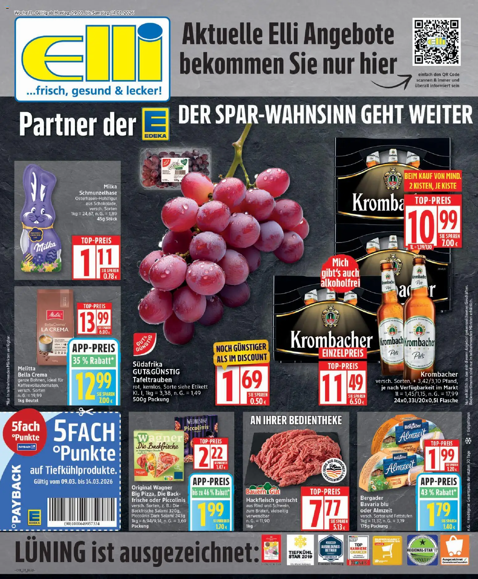 Elli Markt - Broschüre – gültig ab 09.03.2026 | Seite: 1 | Produkte: Melitta, Pils, Milka, Hackfleisch