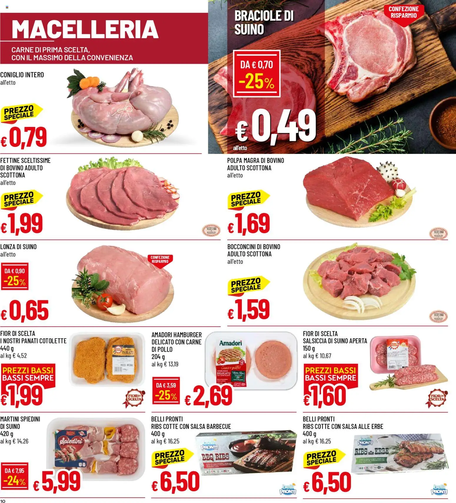 Volantino Famila del 26.02.2026 | Pagina: 10 | Prodotti: Salsiccia, Salsa barbecue, Hamburger, Spiedini
