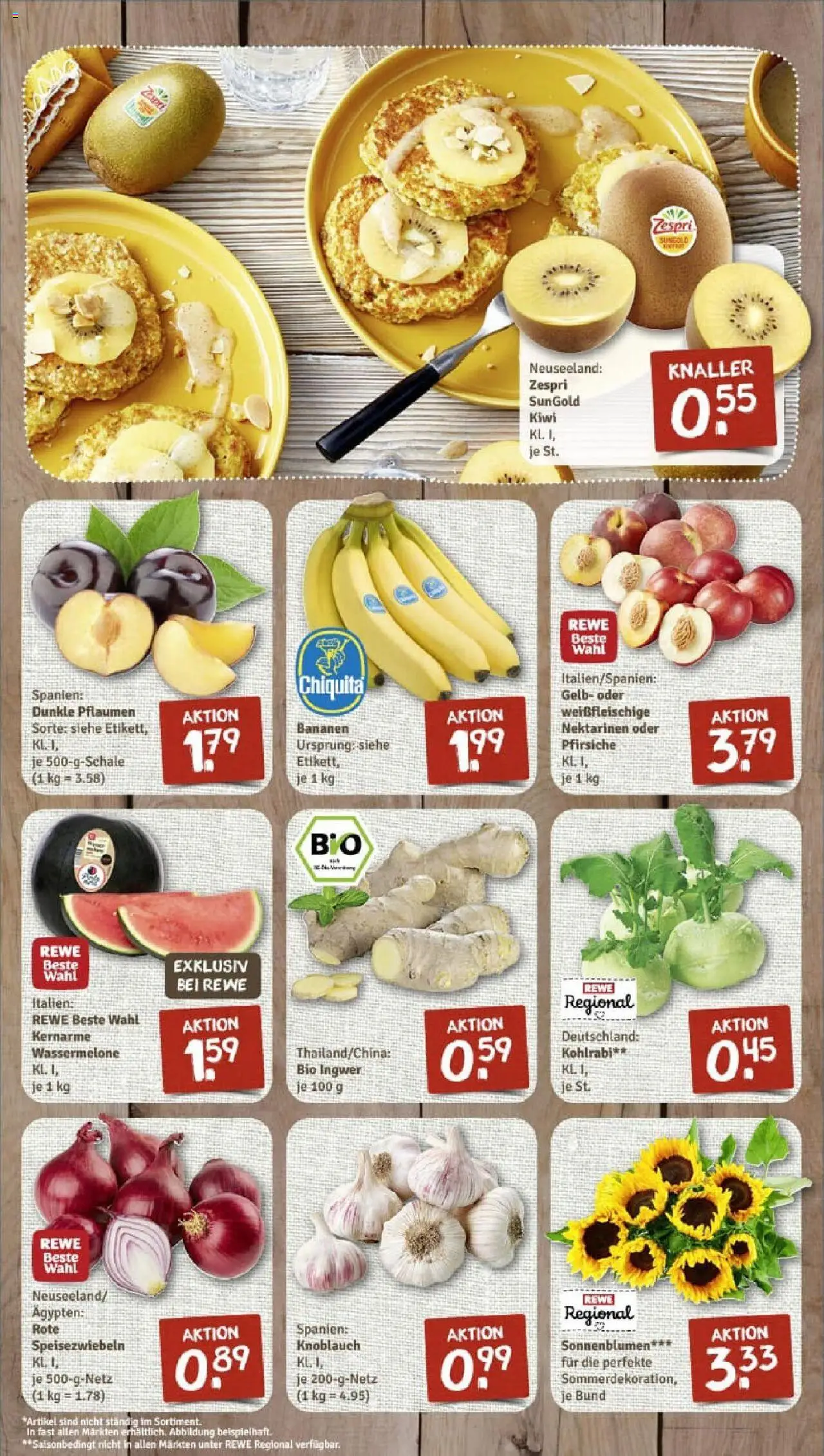 Rewe prospekt Wuppertal / Barmen	 - gültig ab dem 06.07.2025 | Seite: 3 | Produkte: Pflaumen, Nektarinen, Kohlrabi, Bananen