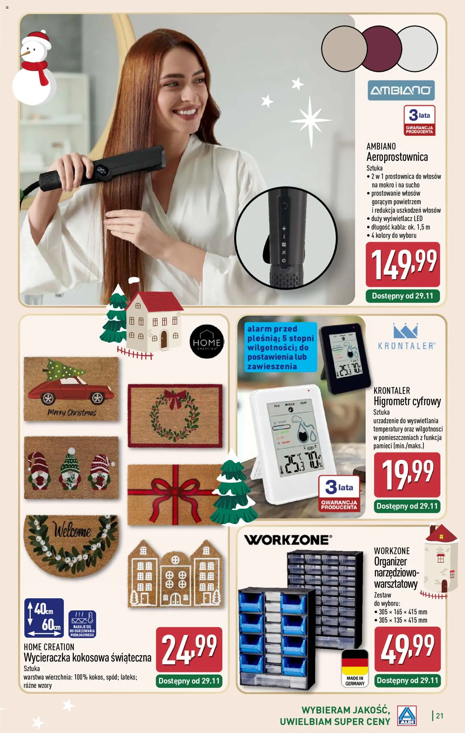 Aldi Gazetka - Katalog prezentowy od 03.11.2025 | Strona: 21 | Produkty: Prostownica, Wycieraczka
