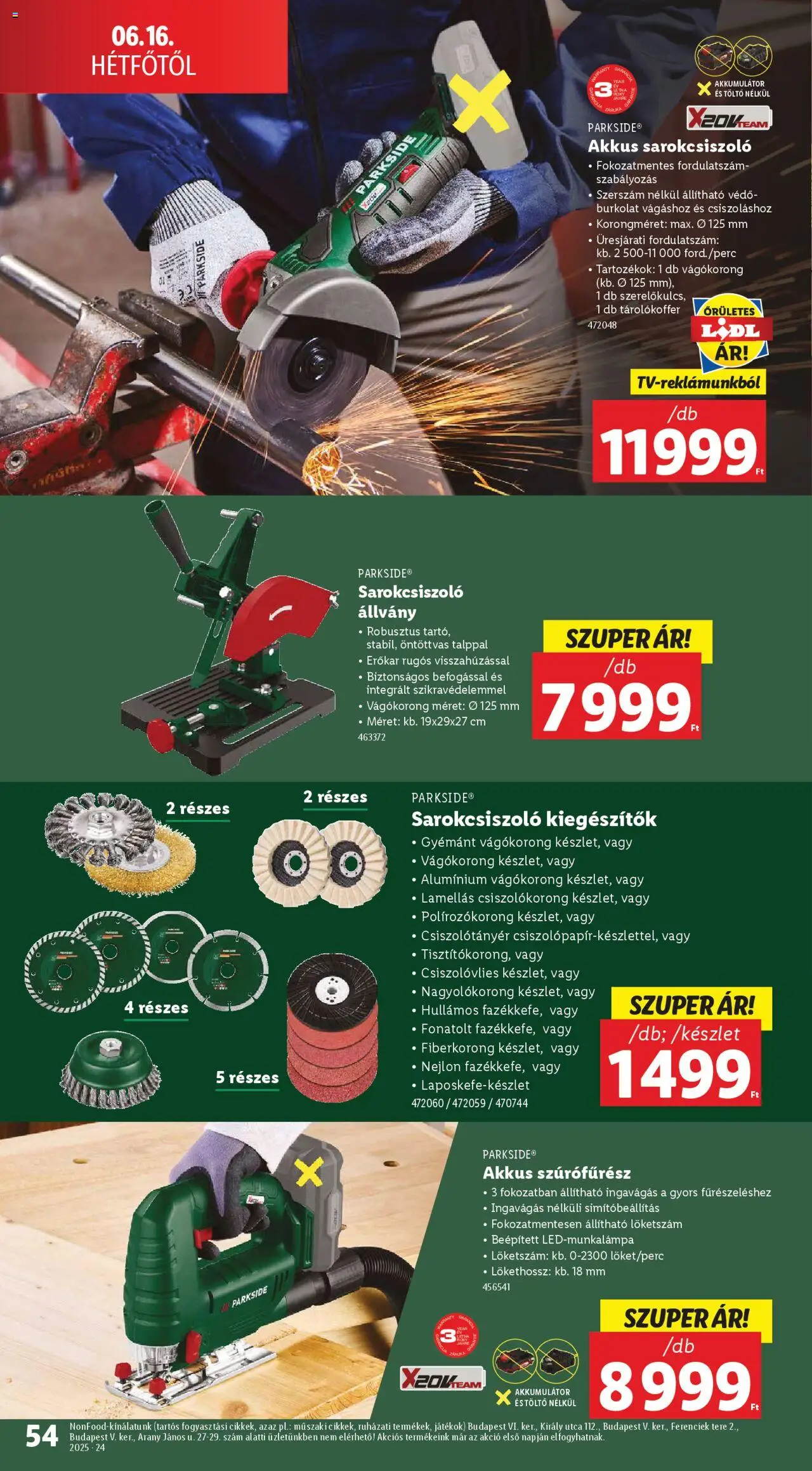Lidl akciós ujság - amely érvényes a következő dátumtól: 12.06.2025 | Oldal: 54 | Termékek: Parkside, Szúrófűrész, Játékok, Sarokcsiszoló