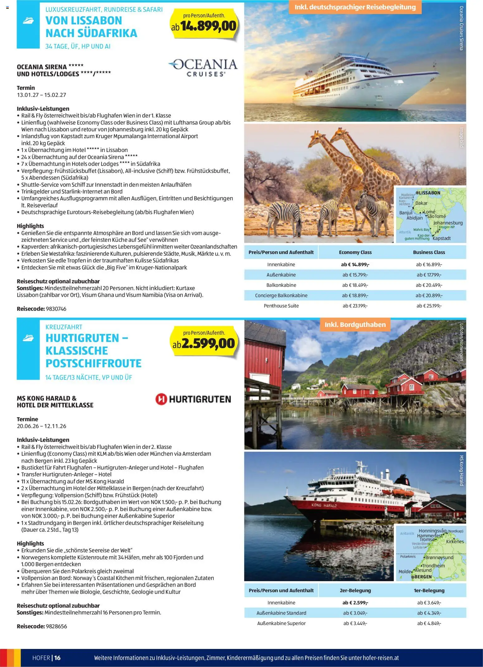 Hofer Reisen Flugblatt gültig ab 28.01.2026 | Seite: 16
