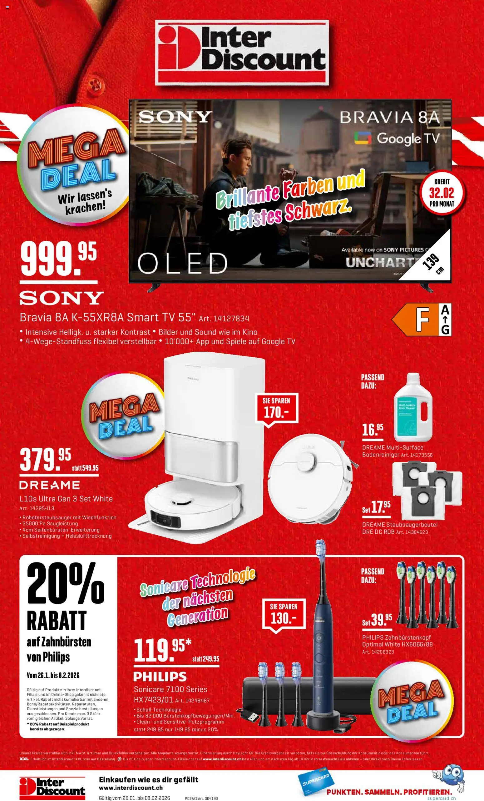 Interdiscount Aktionen – gültig ab 26.01.2026 | Seite: 20 | Produkte: Uhr, TV, Sony, Philips