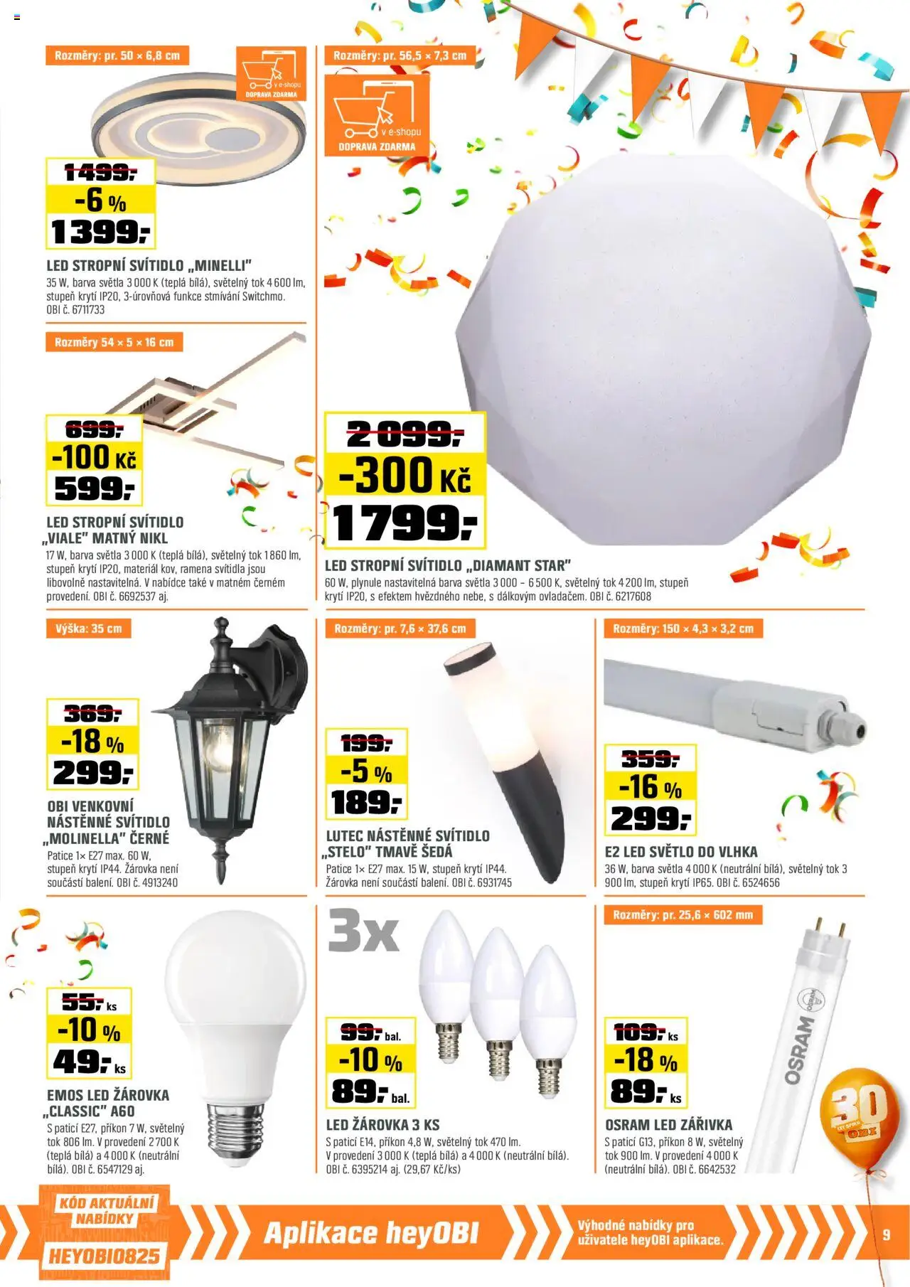 OBI leták - Slavte s námi od 01.08.2025 | Strana: 9 | Produkty: LED stropní svítidlo, LED, LED světlo