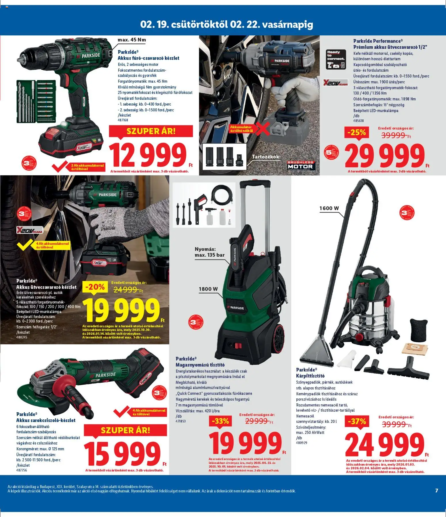 Lidl akciós ujság - amely érvényes a következő dátumtól: 19.02.2026 | Oldal: 7 | Termékek: Parkside, Kefe