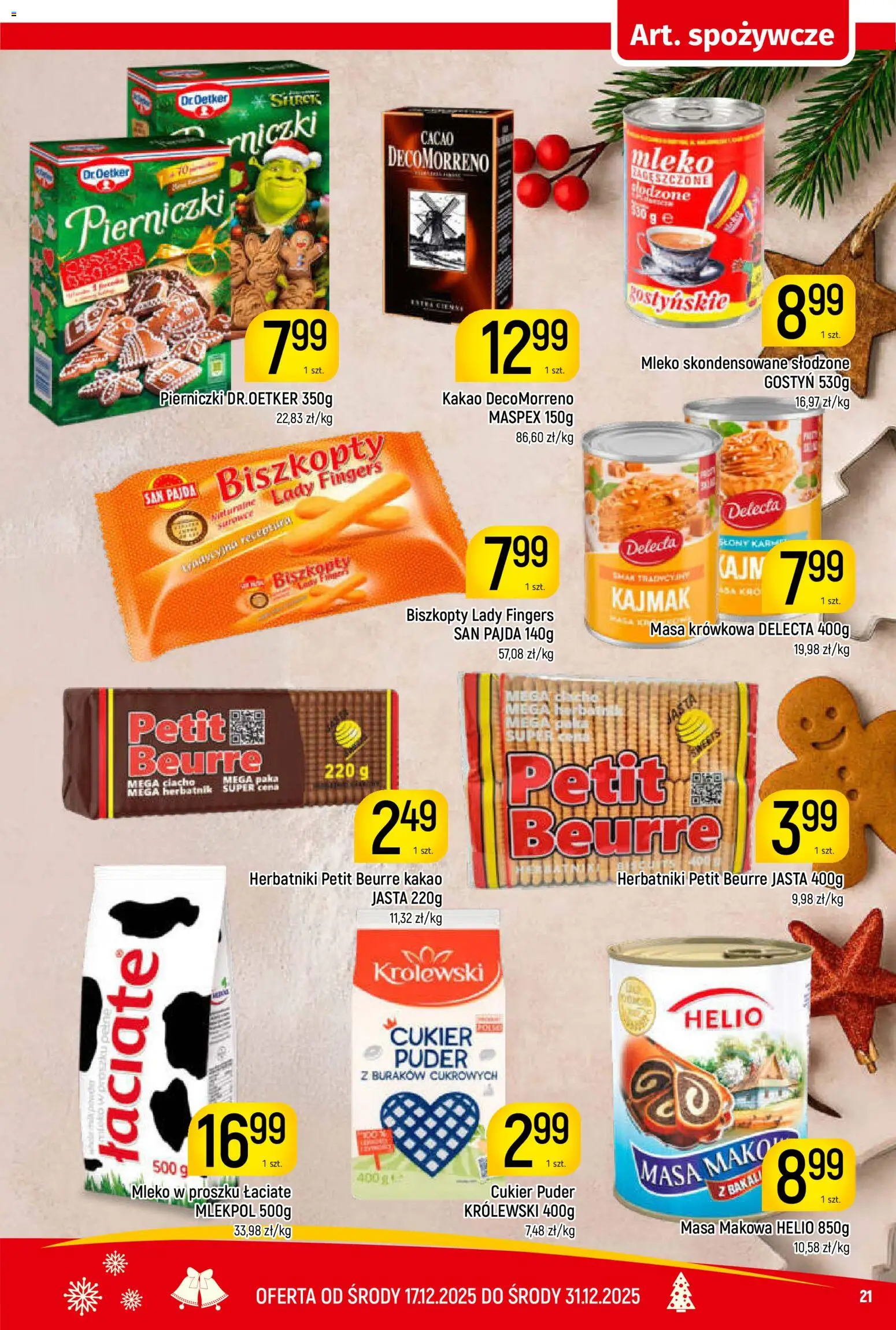 Piotruś Pan Gazetka od 17.12.2025 | Strona: 21 | Produkty: Masa makowa, Herbatniki, Puder, Cukier