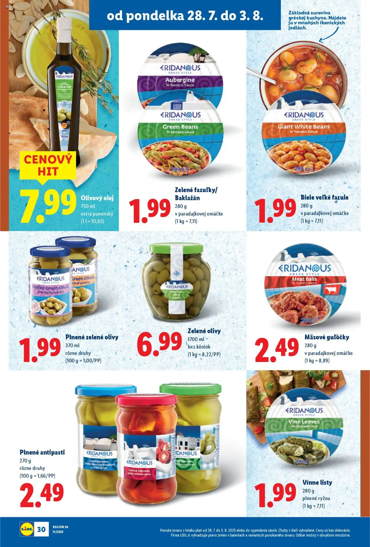 Lidl leták │ platný od 28.07.2025 | Strana: 30 | Produkty: Feferónky, Olej, Olivový olej