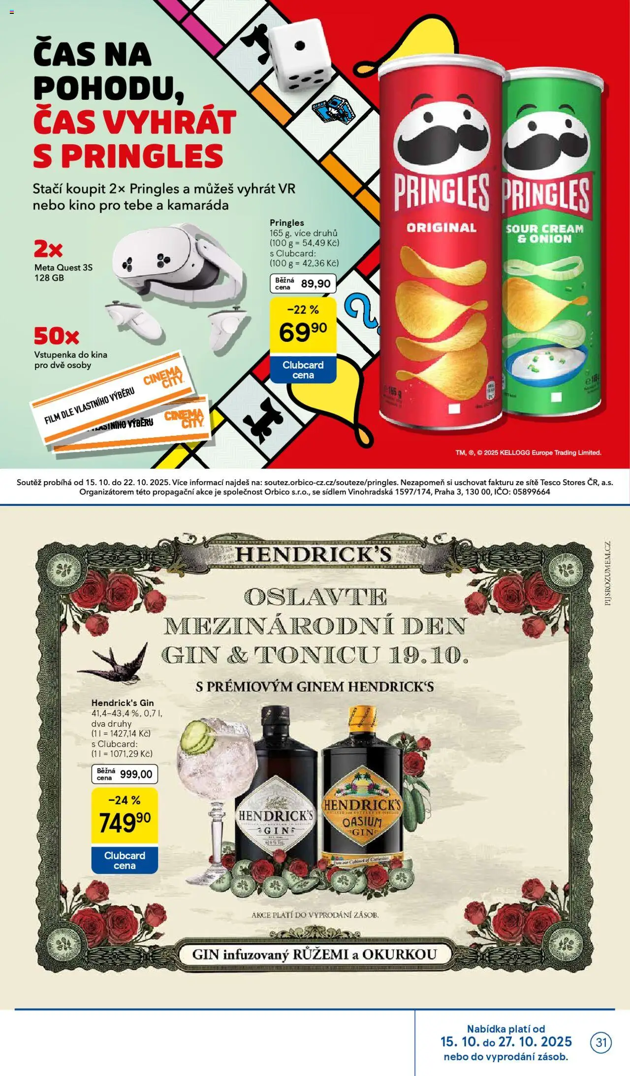 Tesco leták - Hypermarket od 15.10.2025 | Strana: 31 | Produkty: Gin, Pringles