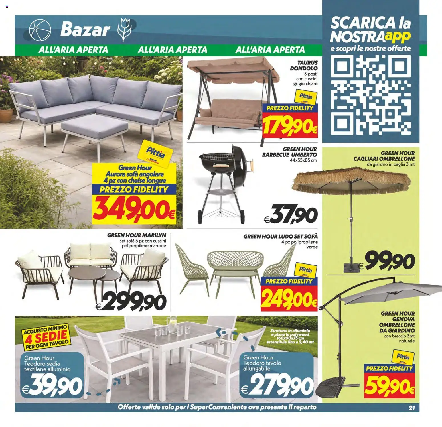 Volantino SuperConveniente del 17.04.2026 | Pagina: 21 | Prodotti: Ombrellone, Barbecue, Alluminio, Sedia