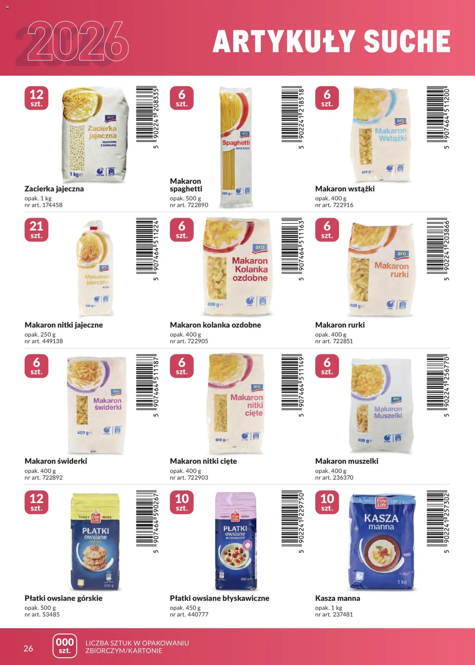 Makro gazetka - Marki własne dla Twojego sklepu od 23.04.2026 | Strona: 26 | Produkty: Płatki owsiane, Makaron wstążki, Kasza manna, Makaron