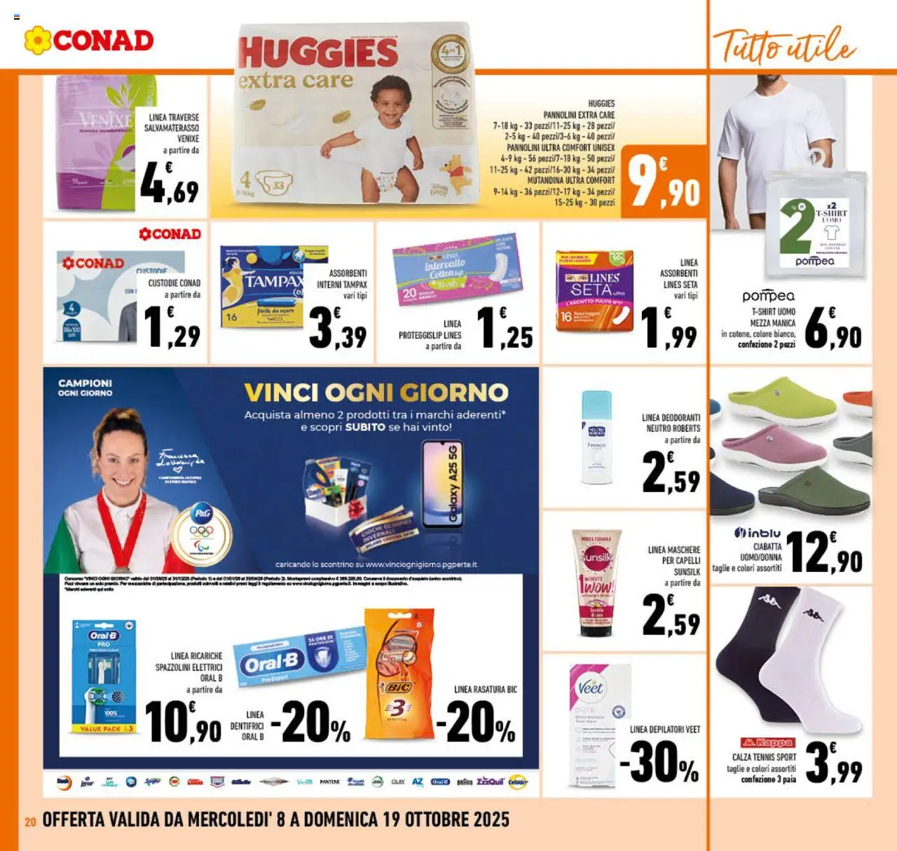 Volantino Conad del 08.10.2025 | Pagina: 20 | Prodotti: Pannolini, T-shirt