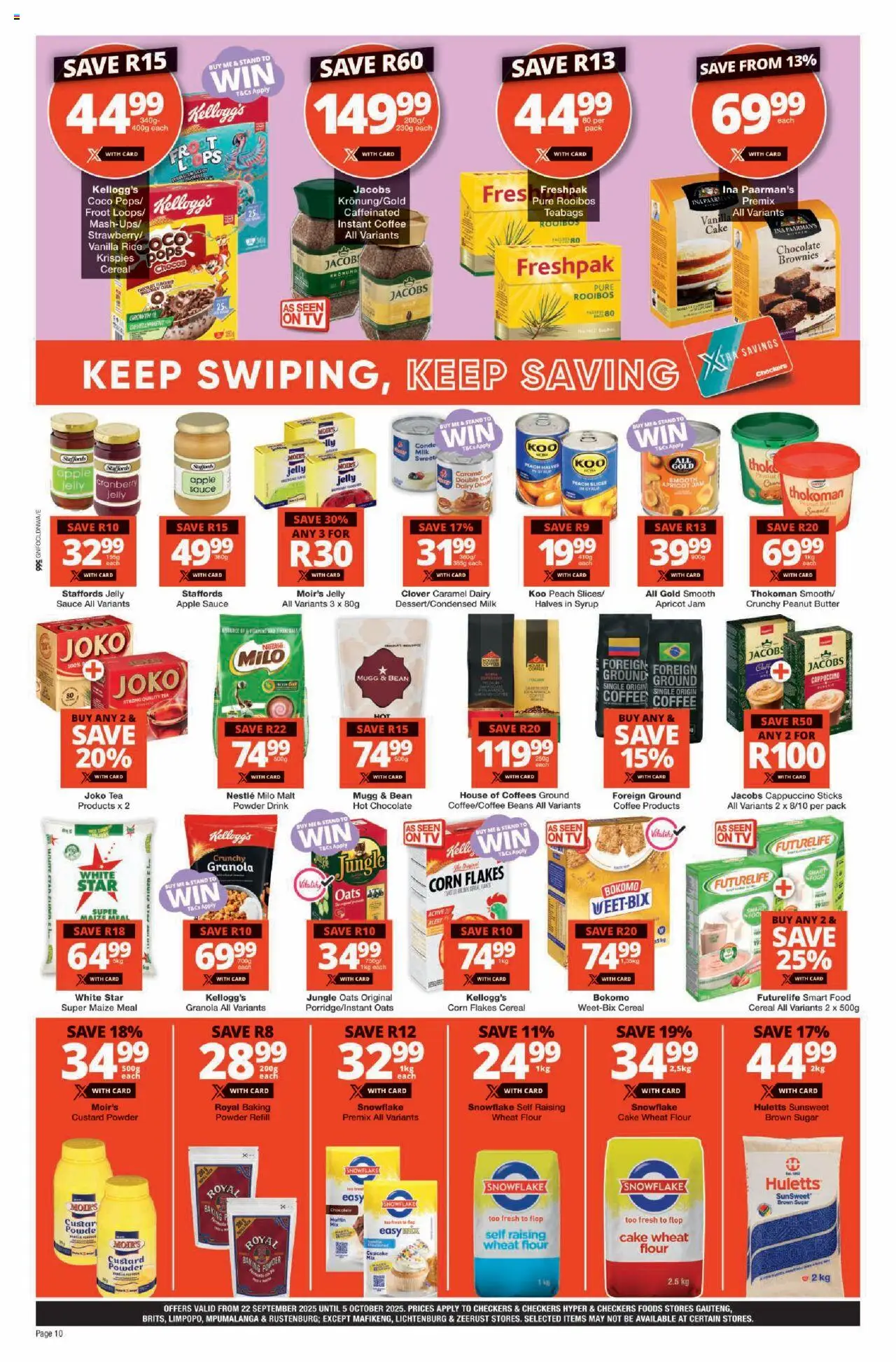 New Checkers catalogue – valid from 22.09.2025 | Page: 10 | Products: Custard, Hot chocolate, Coffee, Estuche organizador de viaje