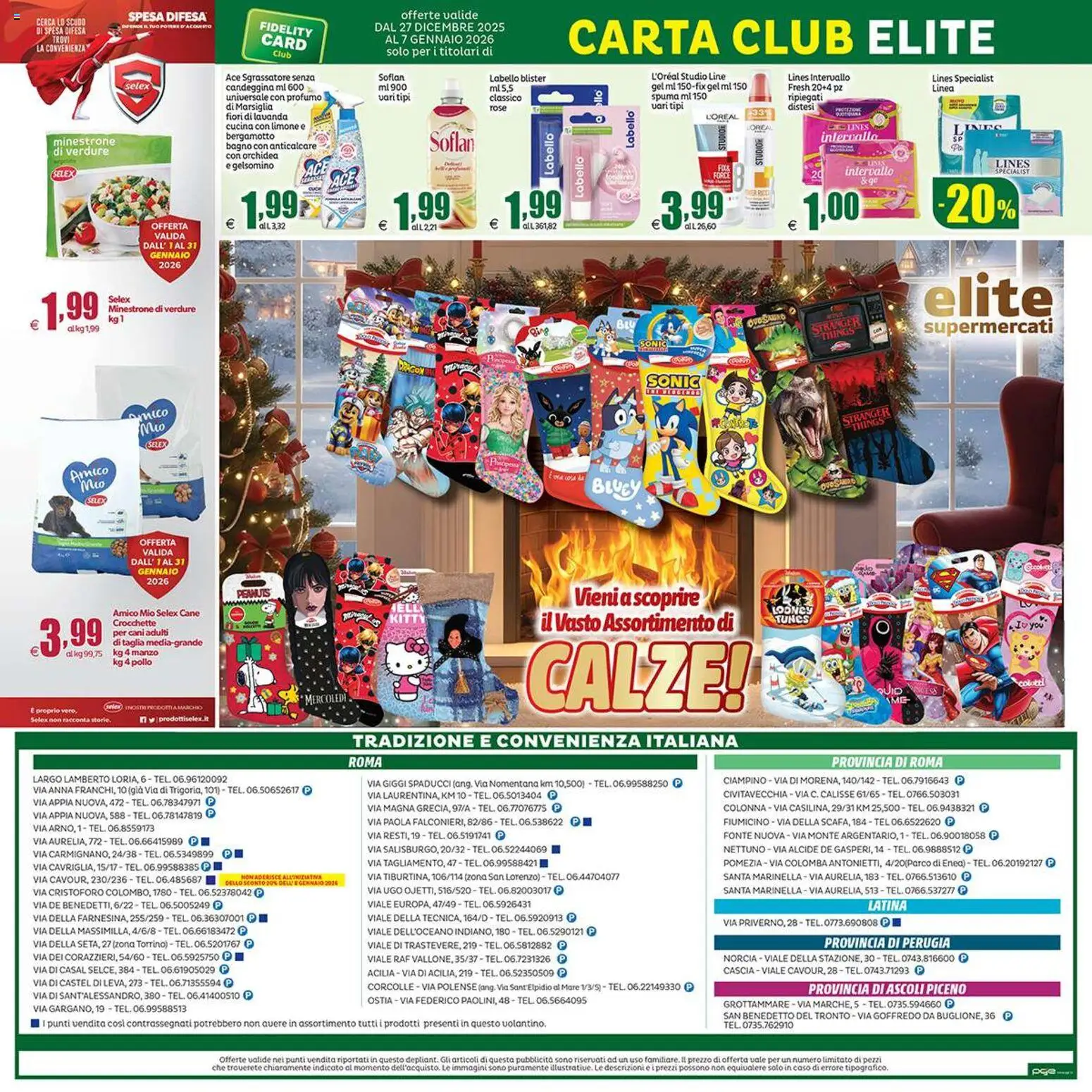 Volantino Elite Supermercati del 27.12.2025 | Pagina: 20 | Prodotti: Minestrone, Sgrassatore, Crocchette, Bagno