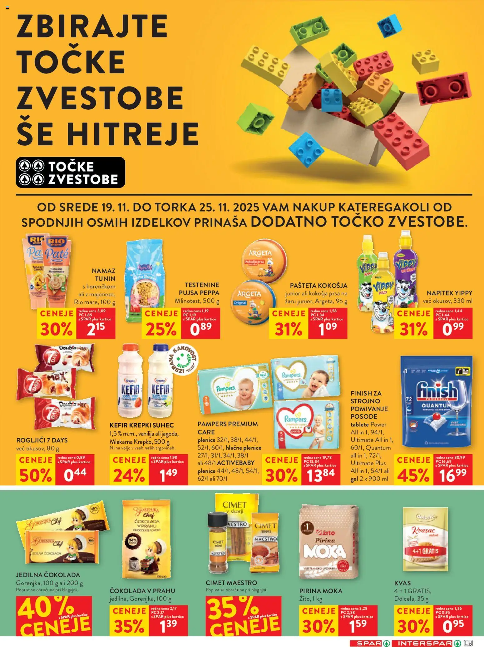 Novi Spar katalog ponudbe – veljaven od 19.11.2025 | Stran: 24 | Izdelki: Plenice, Moka, Pašteta, Namaz