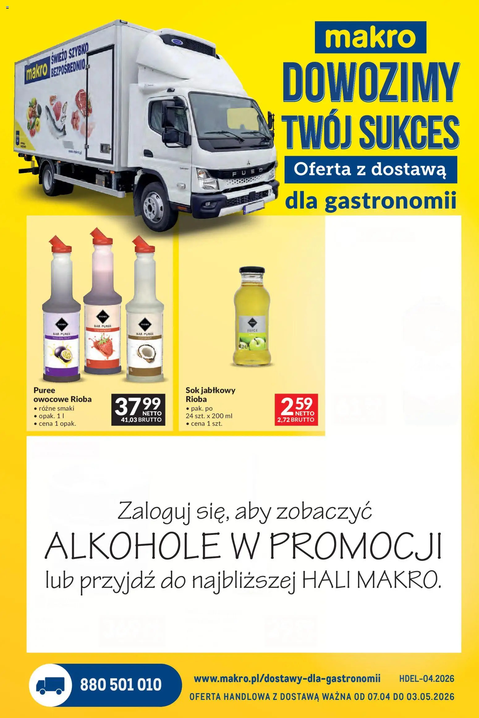 Makro gazetka - Dostawy dla gastronomii od 07.04.2026 | Strona: 1 | Produkty: Sok jabłkowy, Sok