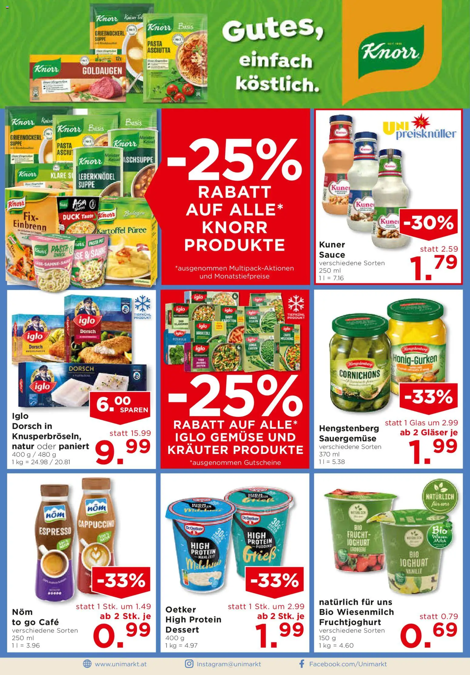 Unimarkt Ost gültig ab 29.10.2025 | Seite: 8 | Produkte: Pasta, Gemüse, Joghurt