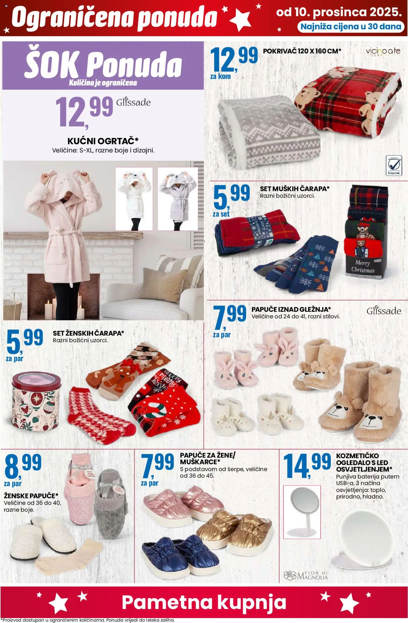 Eurospin katalog | vrijedi od 10.12.2025 | Stranica: 14 | Proizvodi: Pokrivač, Baterija, Sok, Papuče