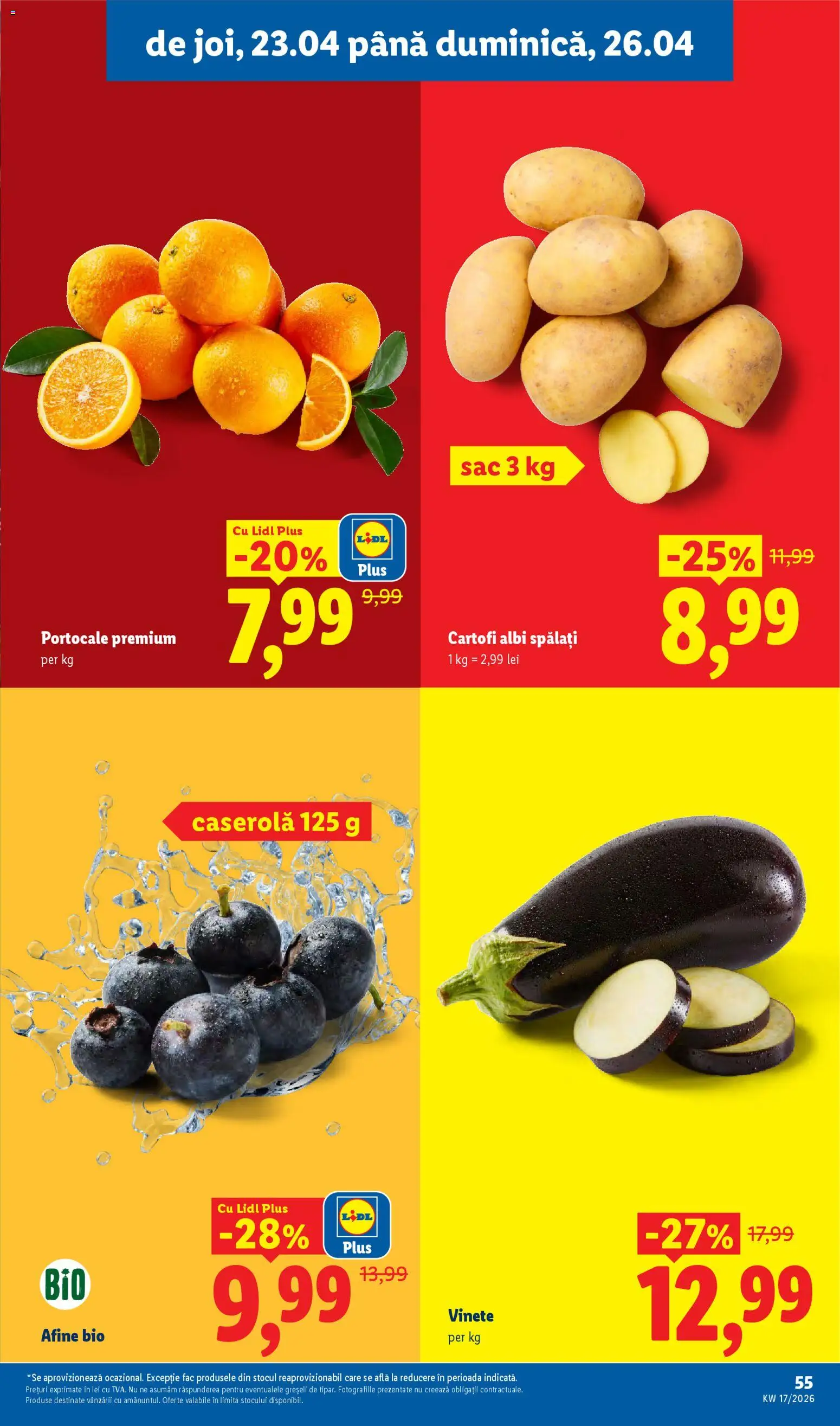 Noul catalog Lidl – valabil de la 20.04.2026 | Pagină: 55 | Produse: Şerit ödül, Afine, Portocale, Cartofi